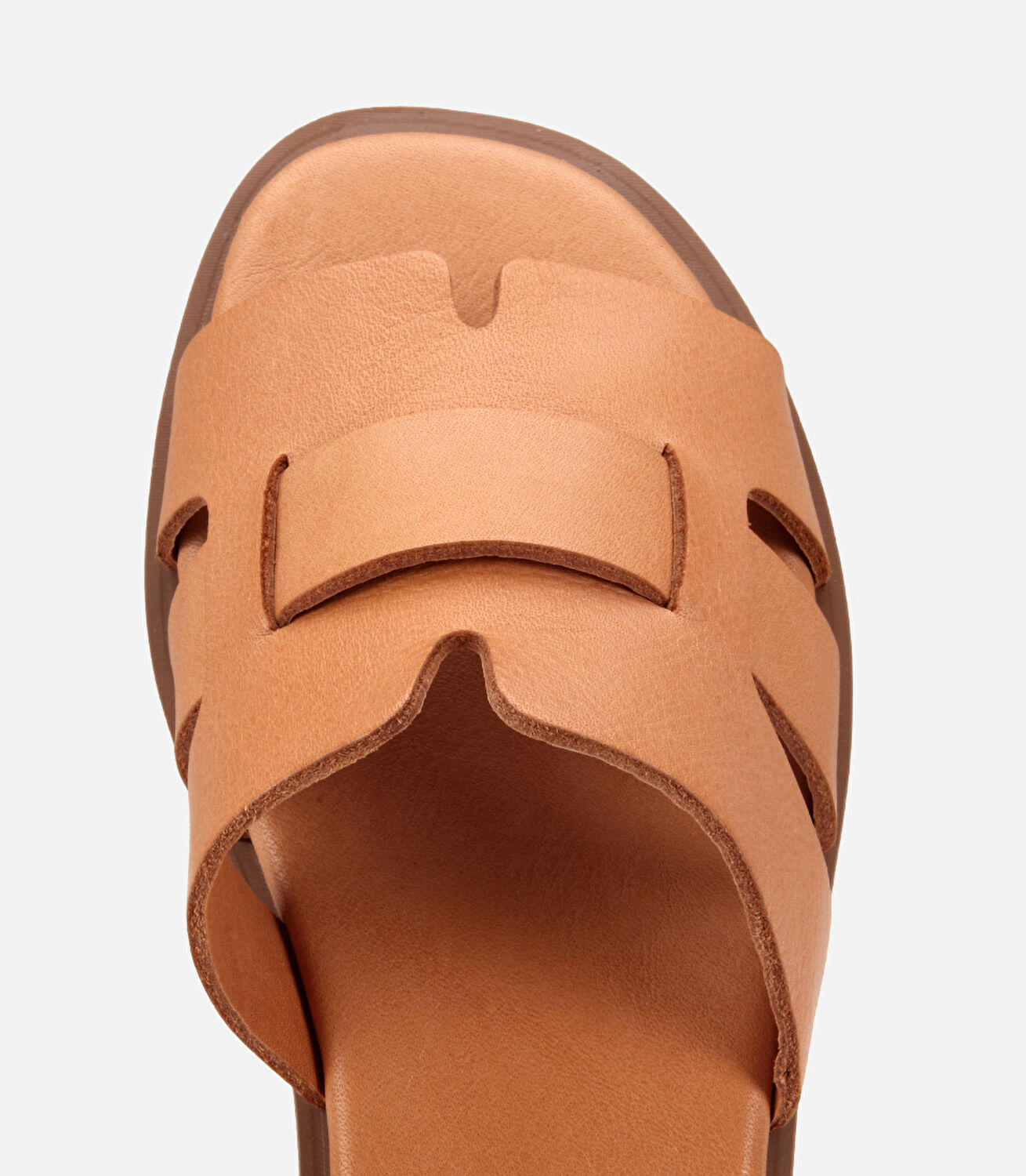 Kadın Deri Taba Yumuşak Dokulu Düz Terlik