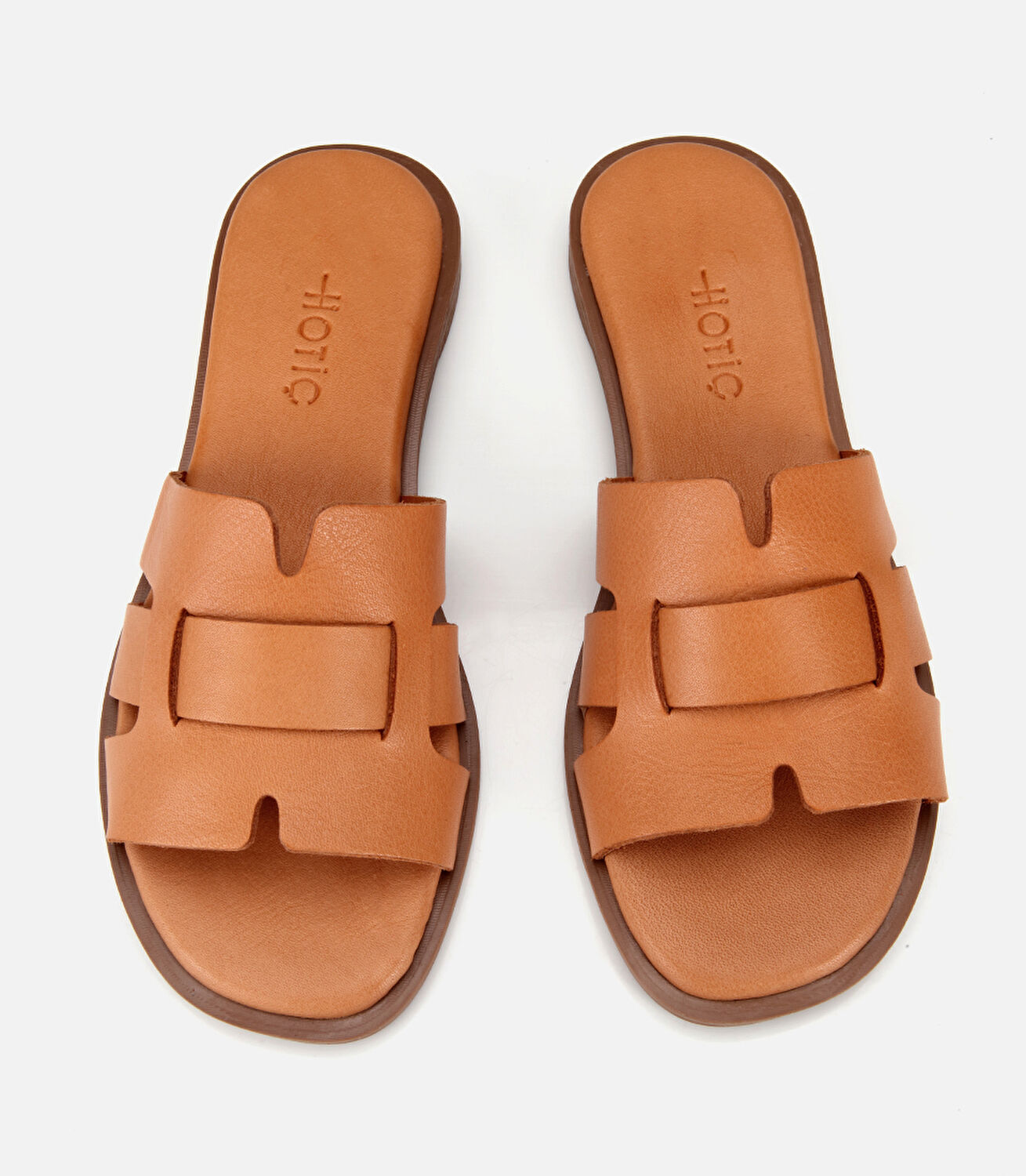 Kadın Deri Taba Yumuşak Dokulu Düz Terlik