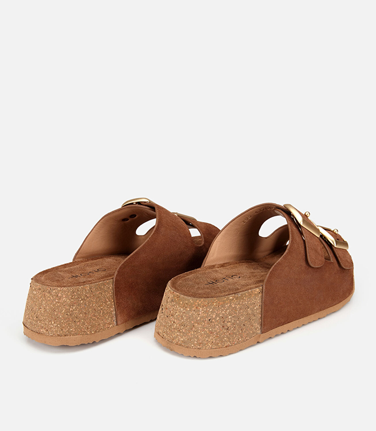 Kadın Deri Taba Toka Detaylı Kalın Tabanlı Düz Terlik