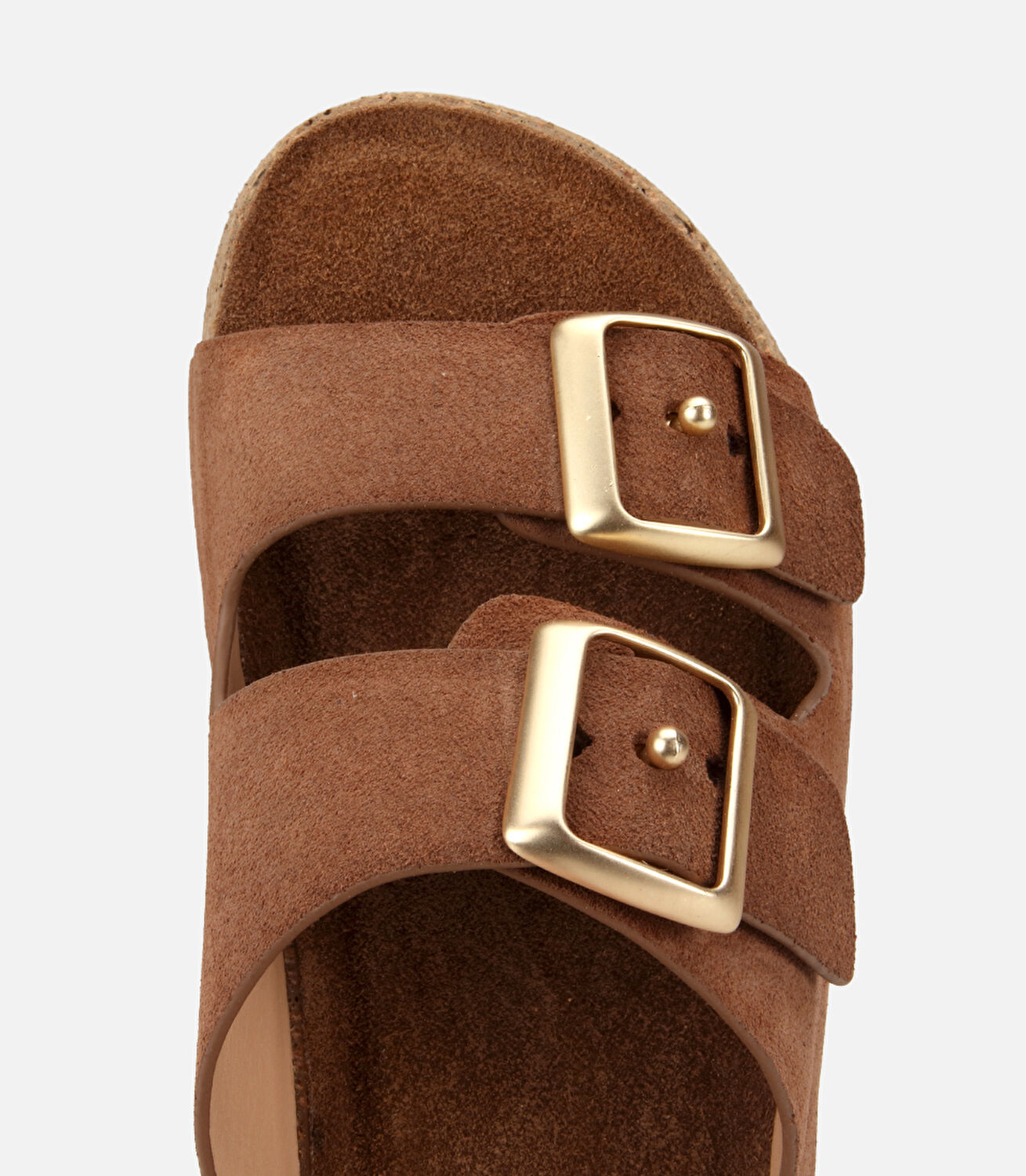 Kadın Deri Taba Toka Detaylı Kalın Tabanlı Düz Terlik