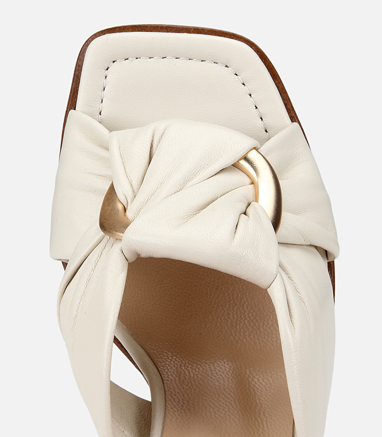 Kadın Deri Kemik Gold Toka Detaylı Topuklu Terlik