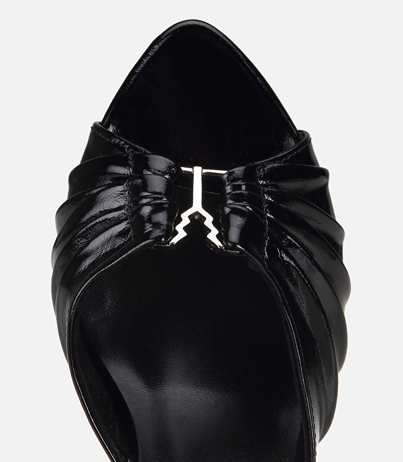 Kadın Deri Siyah Metal Tokalı Topuklu Terlik