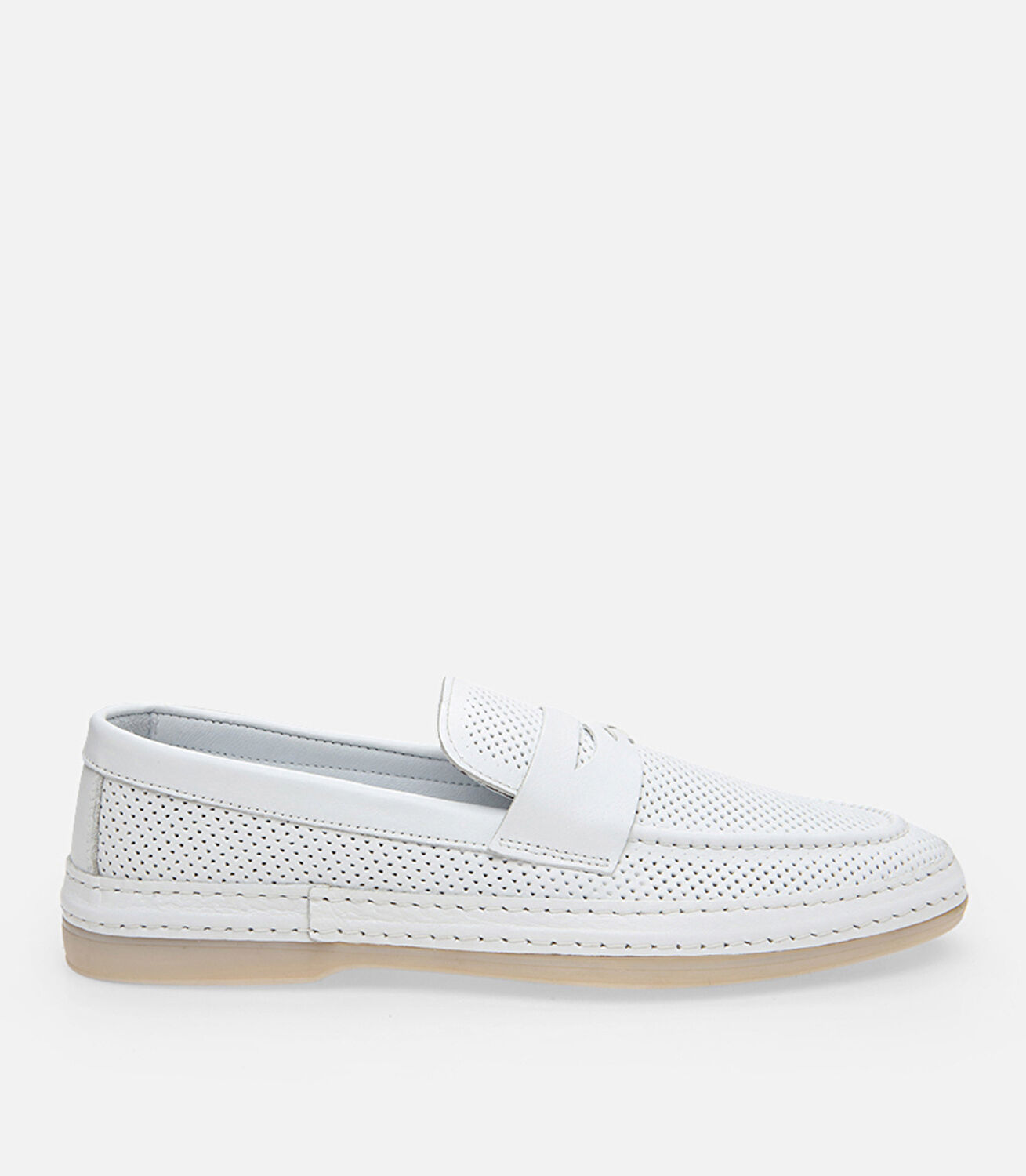 Erkek Deri Beyaz Loafer