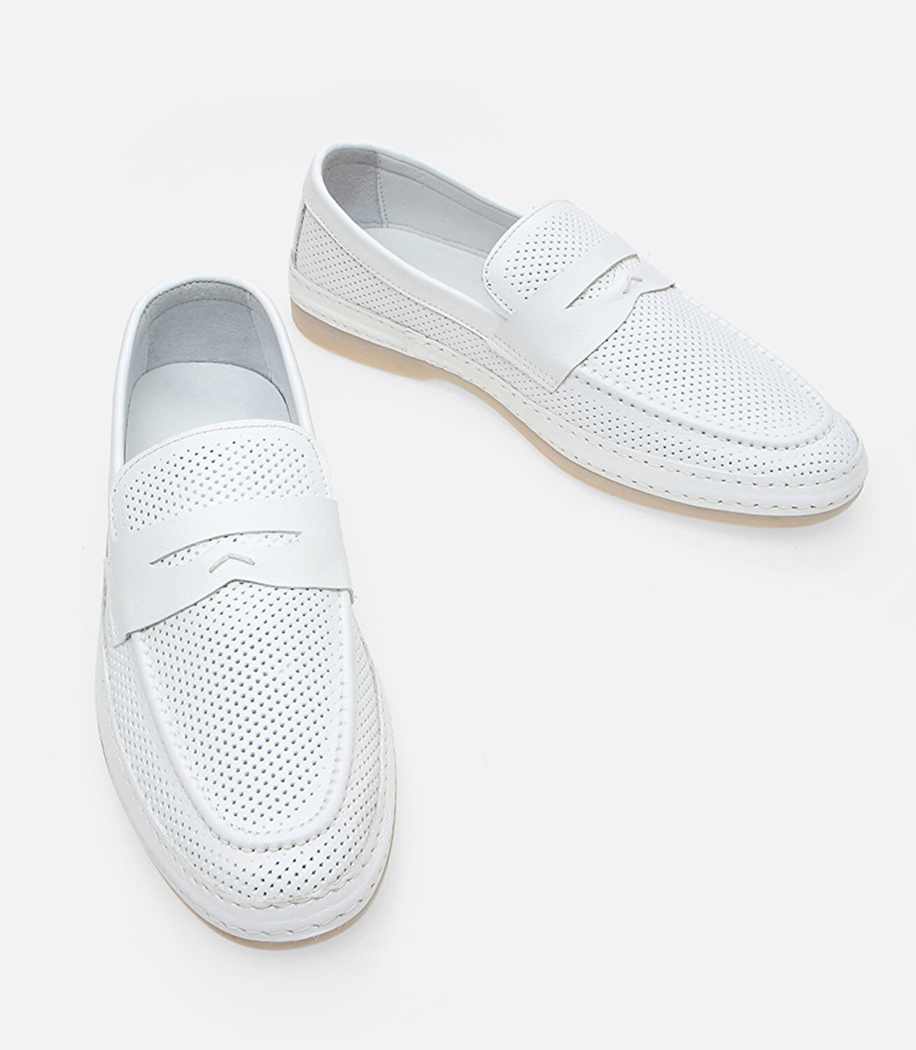Erkek Deri Beyaz Loafer