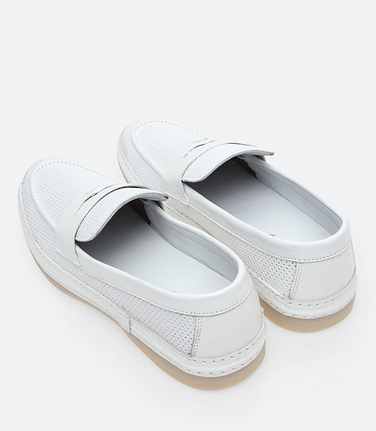 Erkek Deri Beyaz Loafer
