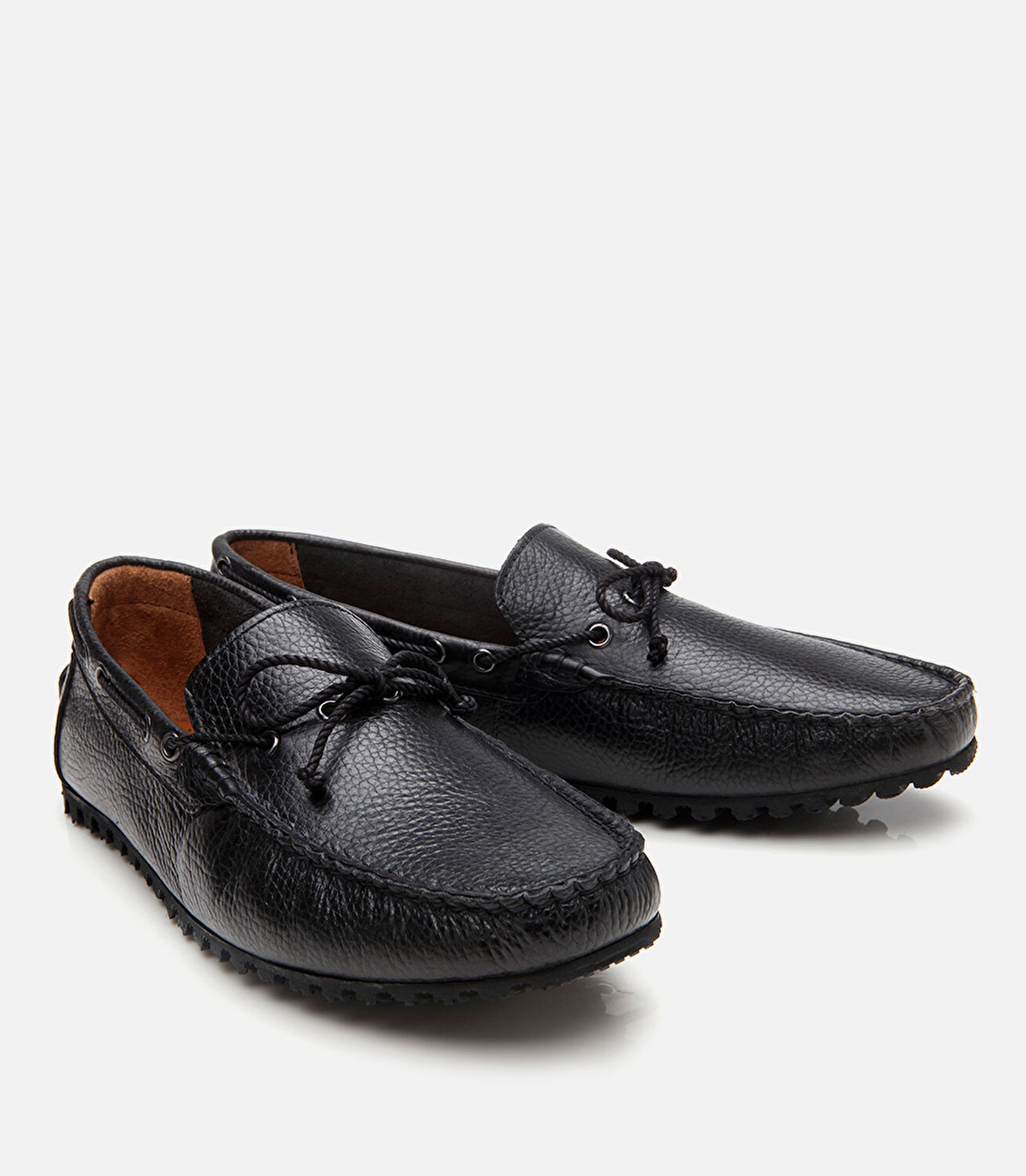 Erkek Deri Siyah Esnek Tabanlı Günlük Loafer