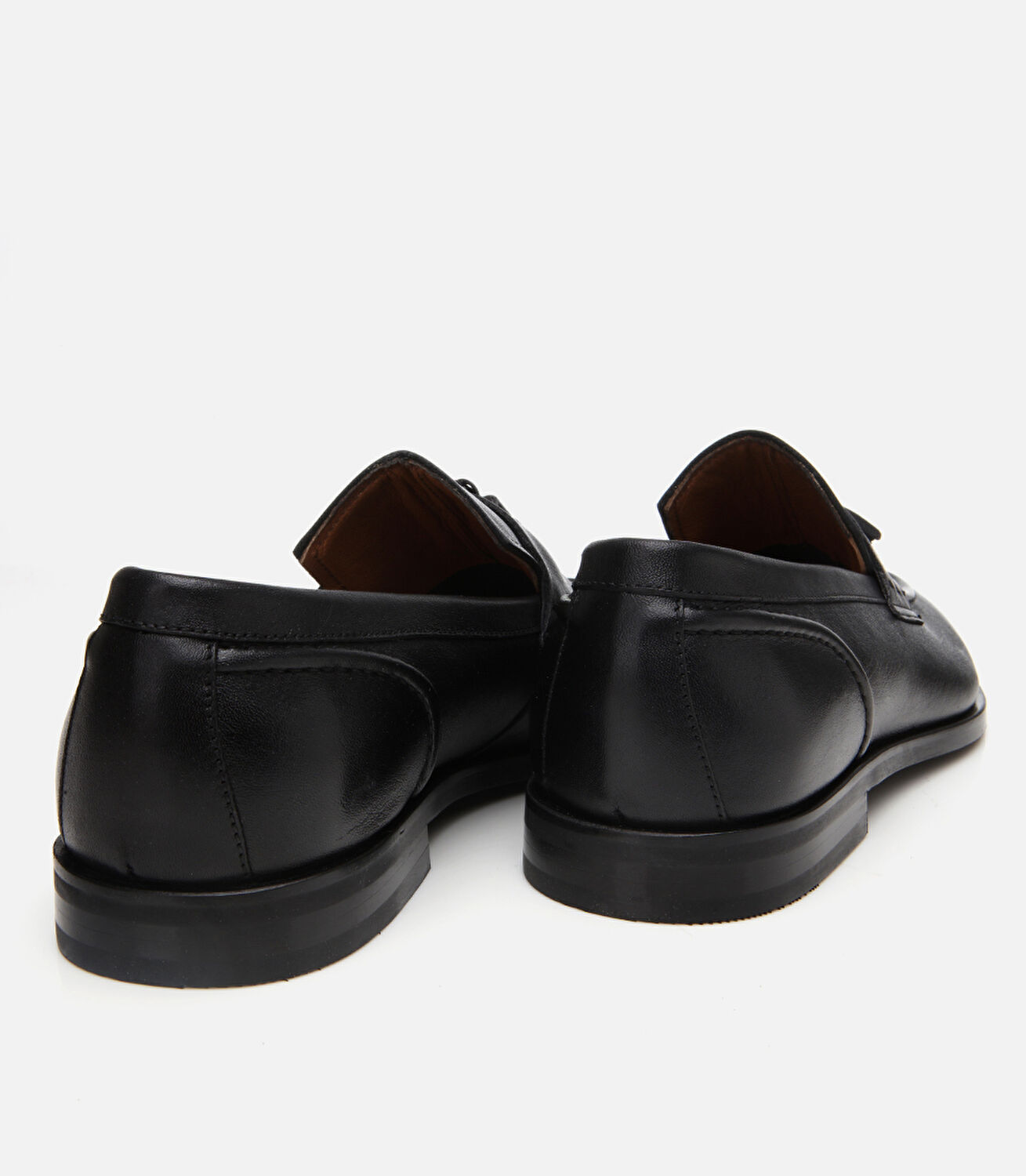 Erkek Deri Siyah Püskül Detaylı Klasik Loafer