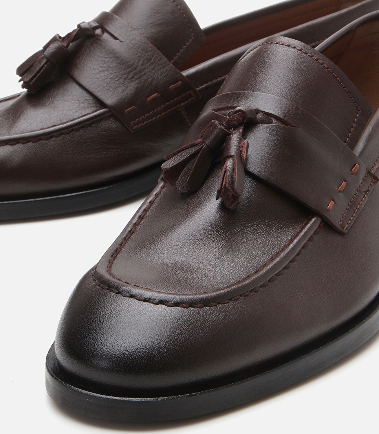 Erkek Deri Kahverengi Püskül Detaylı Klasik Loafer