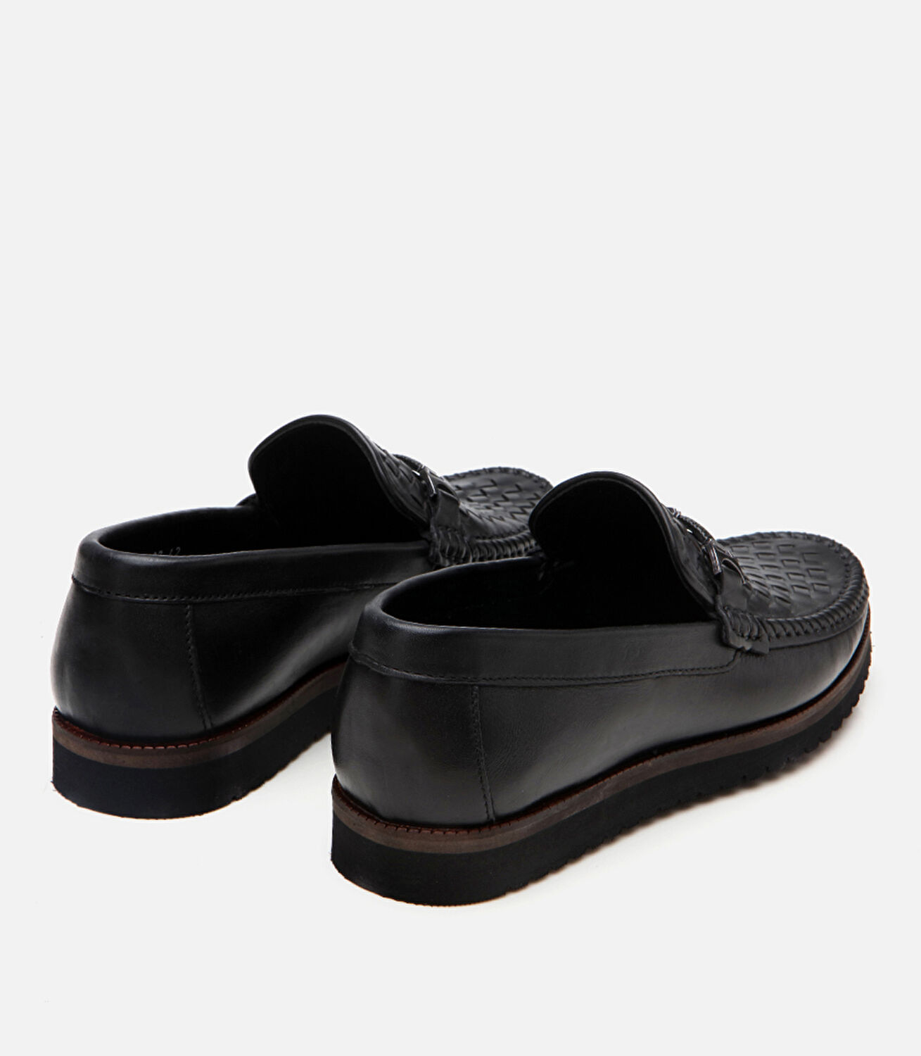 Erkek Deri Siyah Hafif Tabanlı Toka Detaylı Loafer