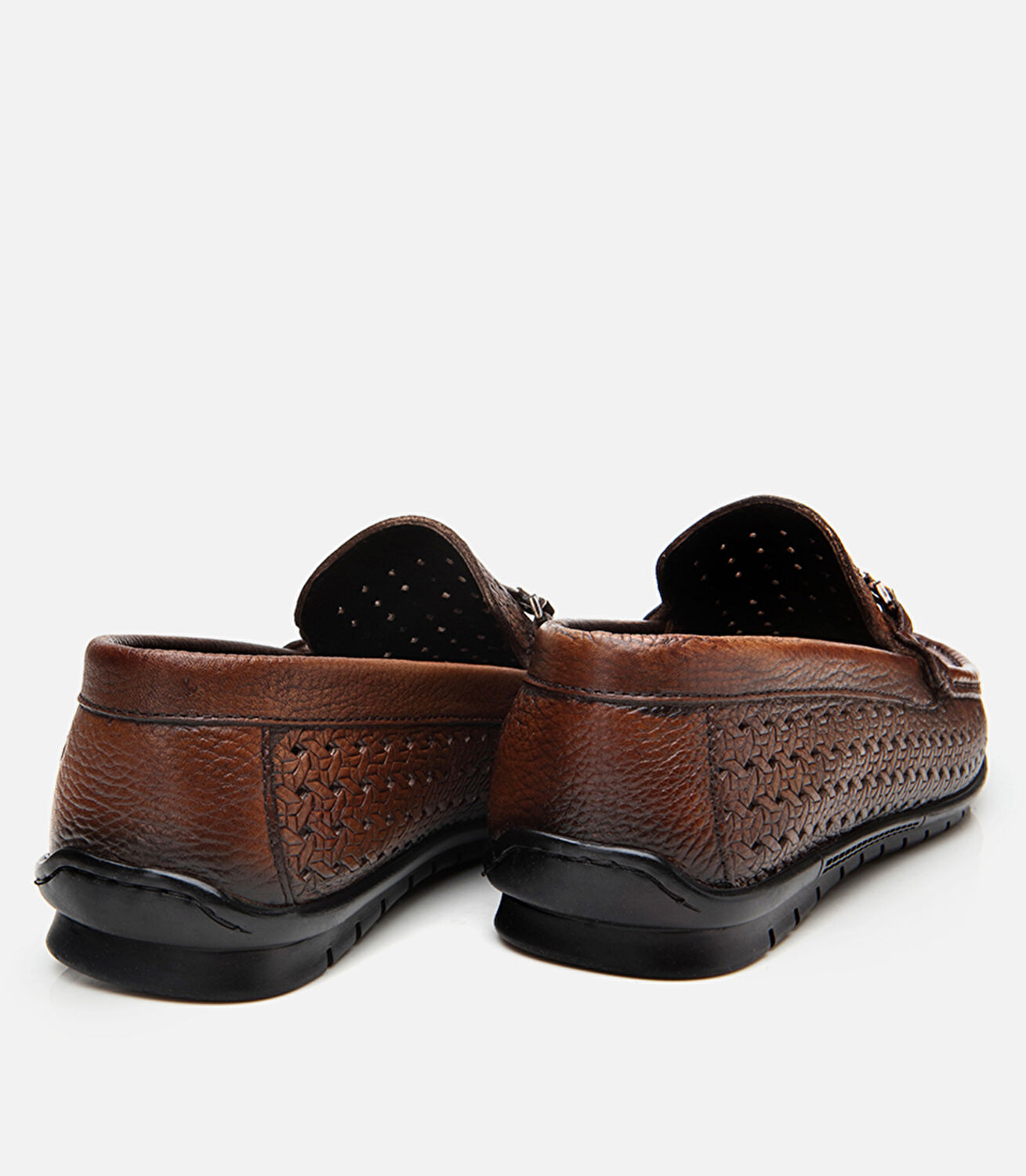 Erkek Deri Kahverengi Delikli Toka Detaylı Loafer