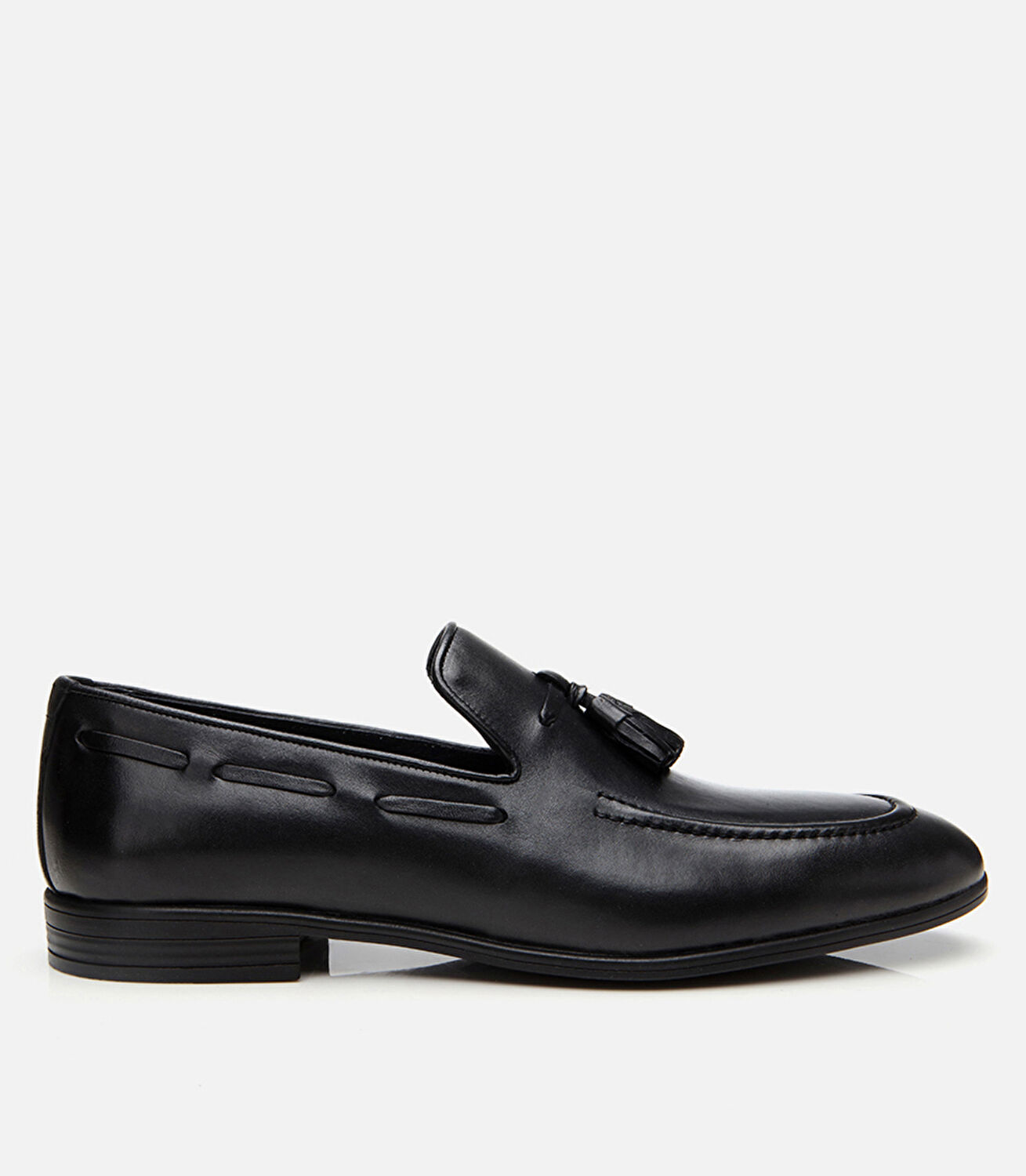 Erkek Deri Siyah Püskül Detaylı Loafer