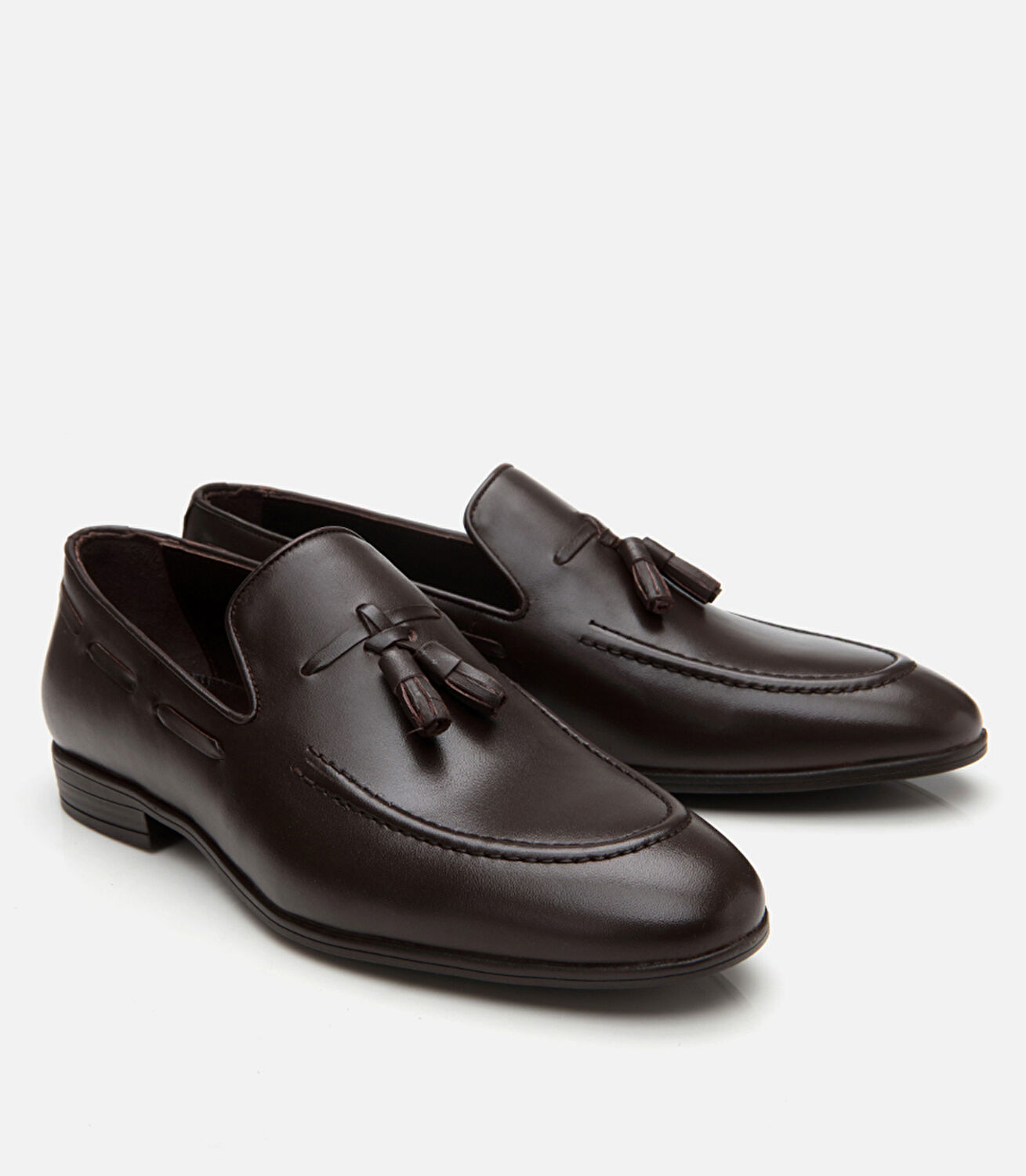 Erkek Deri Kahverengi Püskül Detaylı Loafer