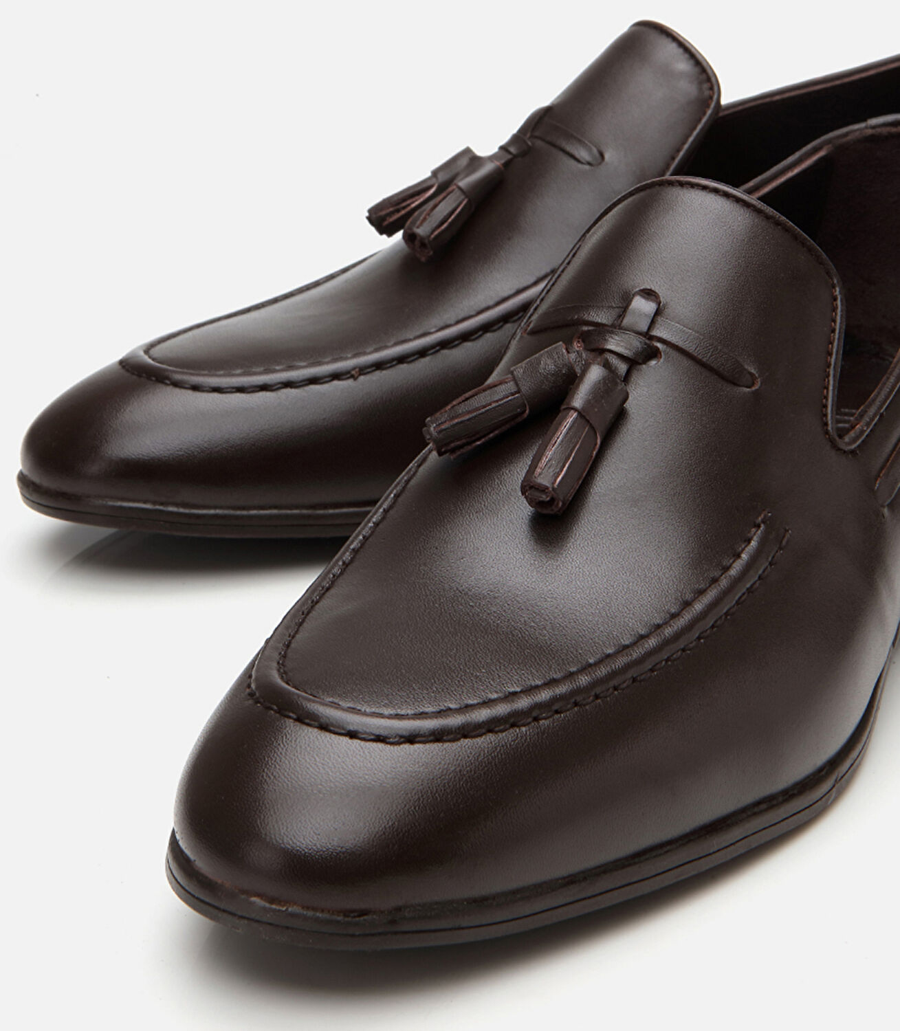 Erkek Deri Kahverengi Püskül Detaylı Loafer