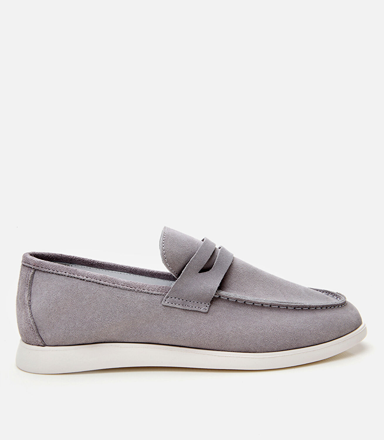 Erkek Süet Deri Gri Yumuşak Dokulu Loafer