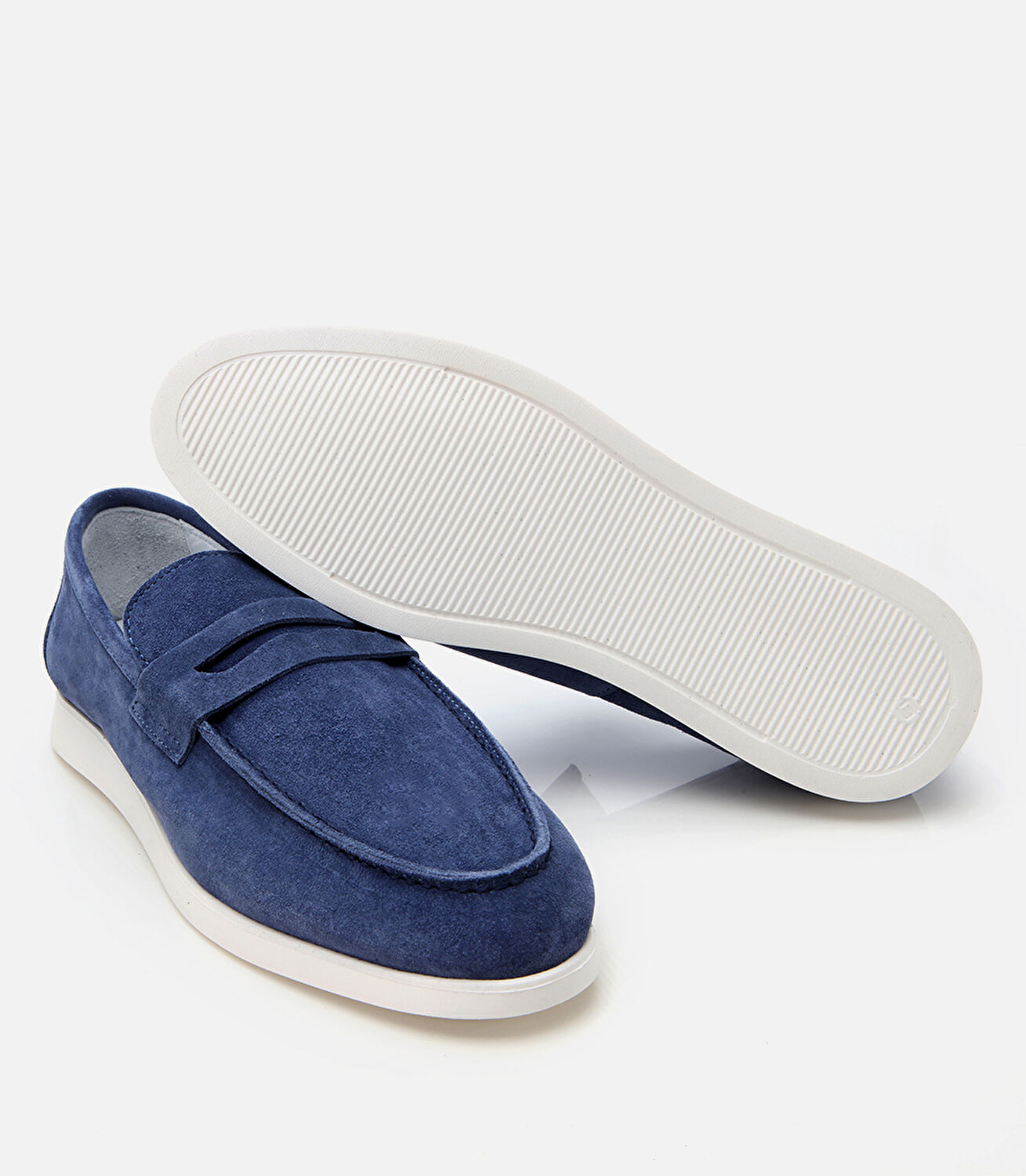Erkek Süet Deri Mavi Yumuşak Dokulu Loafer