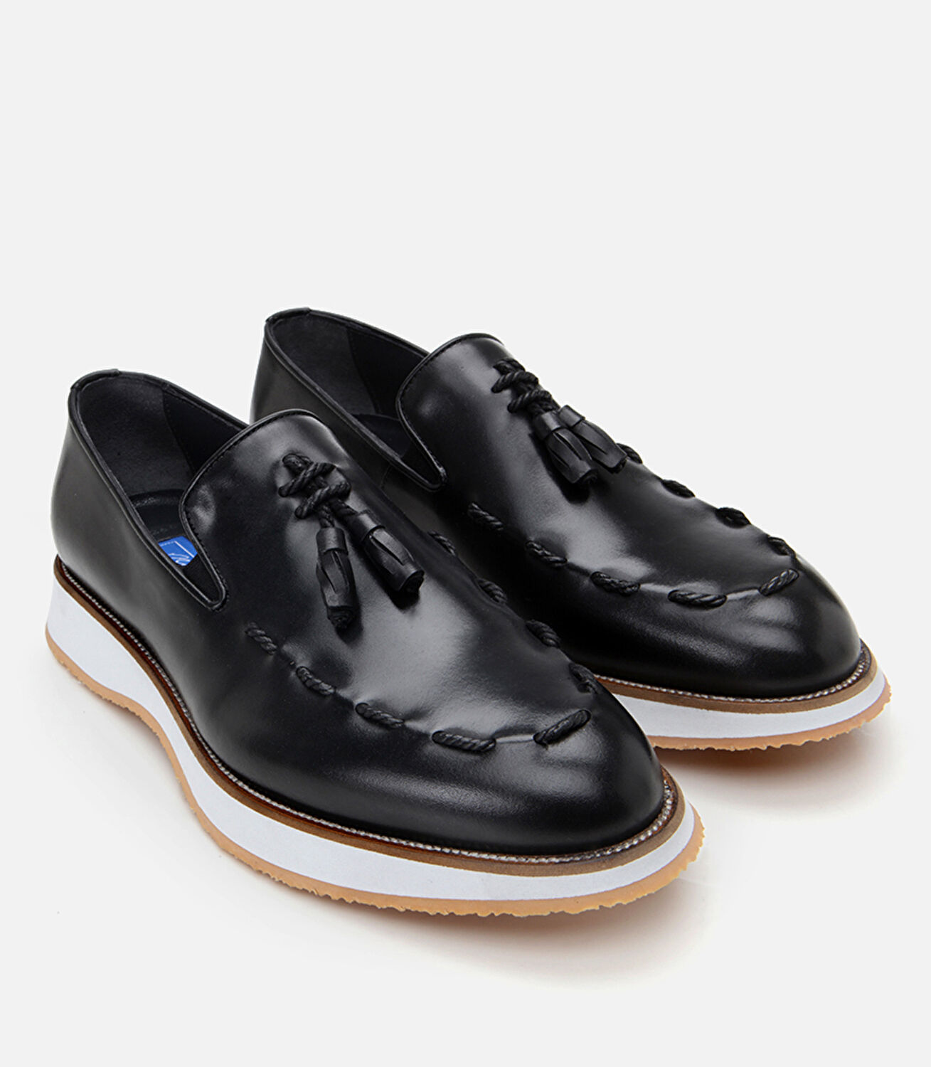 Erkek Deri Siyah Püskül Detaylı Klasik Loafer