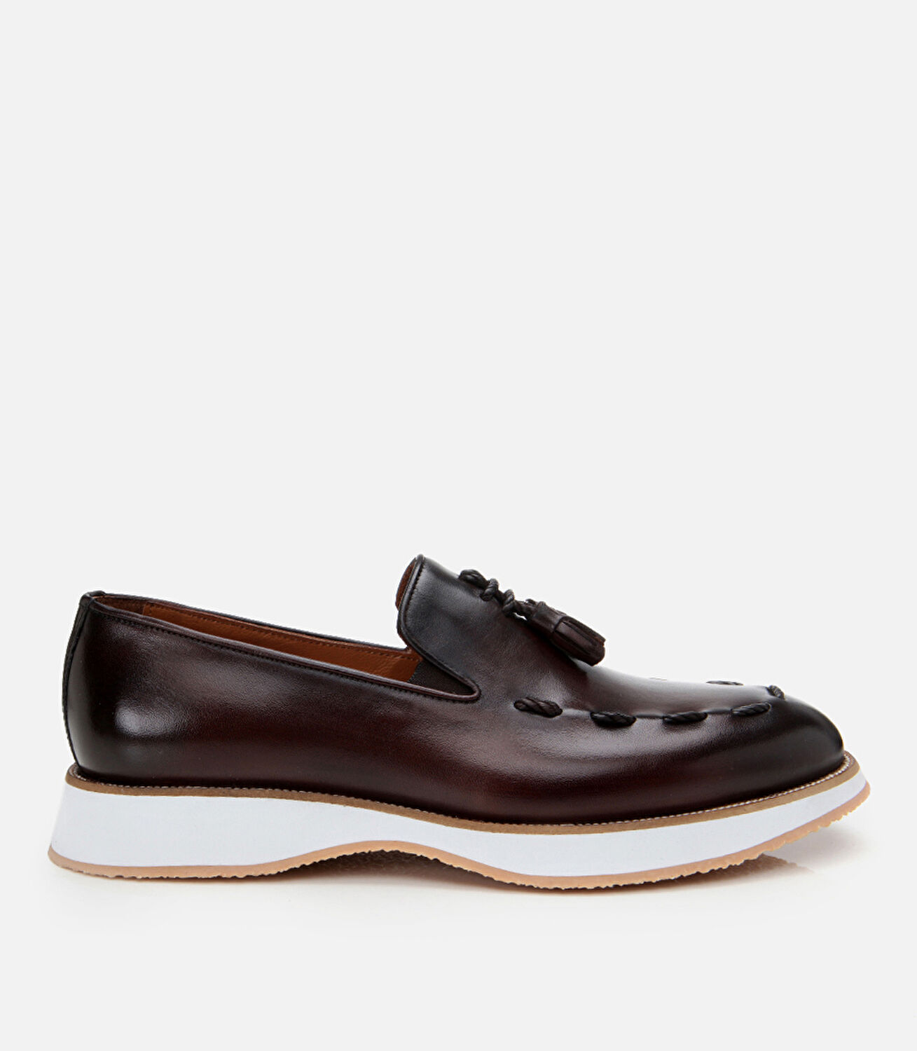Erkek Deri Kahverengi Püskül Detaylı Klasik Loafer