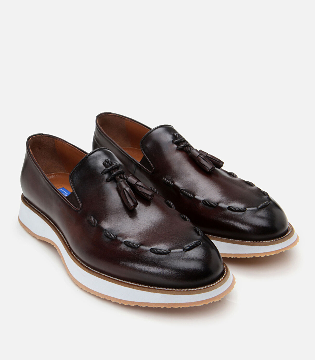Erkek Deri Kahverengi Püskül Detaylı Klasik Loafer