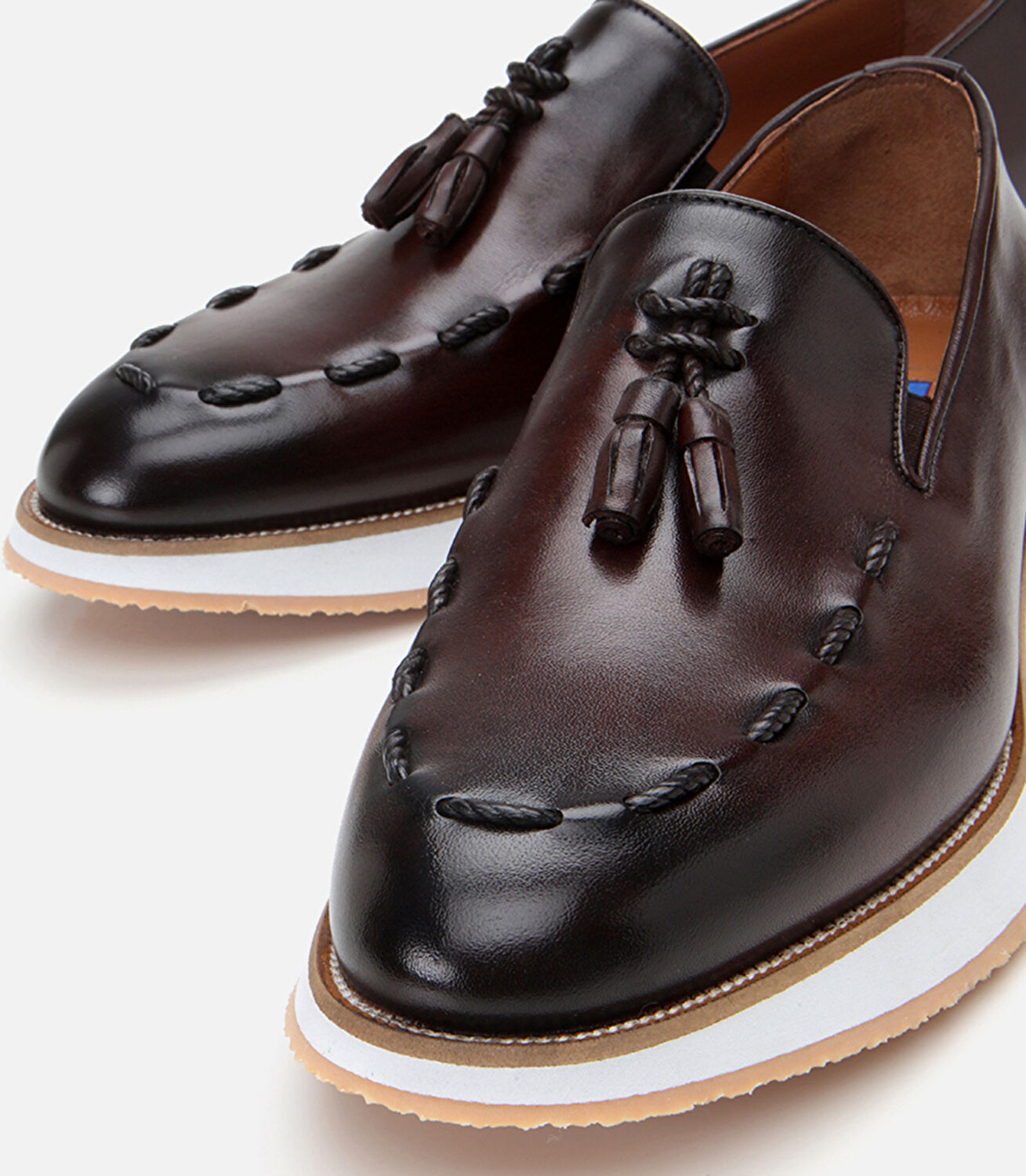 Erkek Deri Kahverengi Püskül Detaylı Klasik Loafer