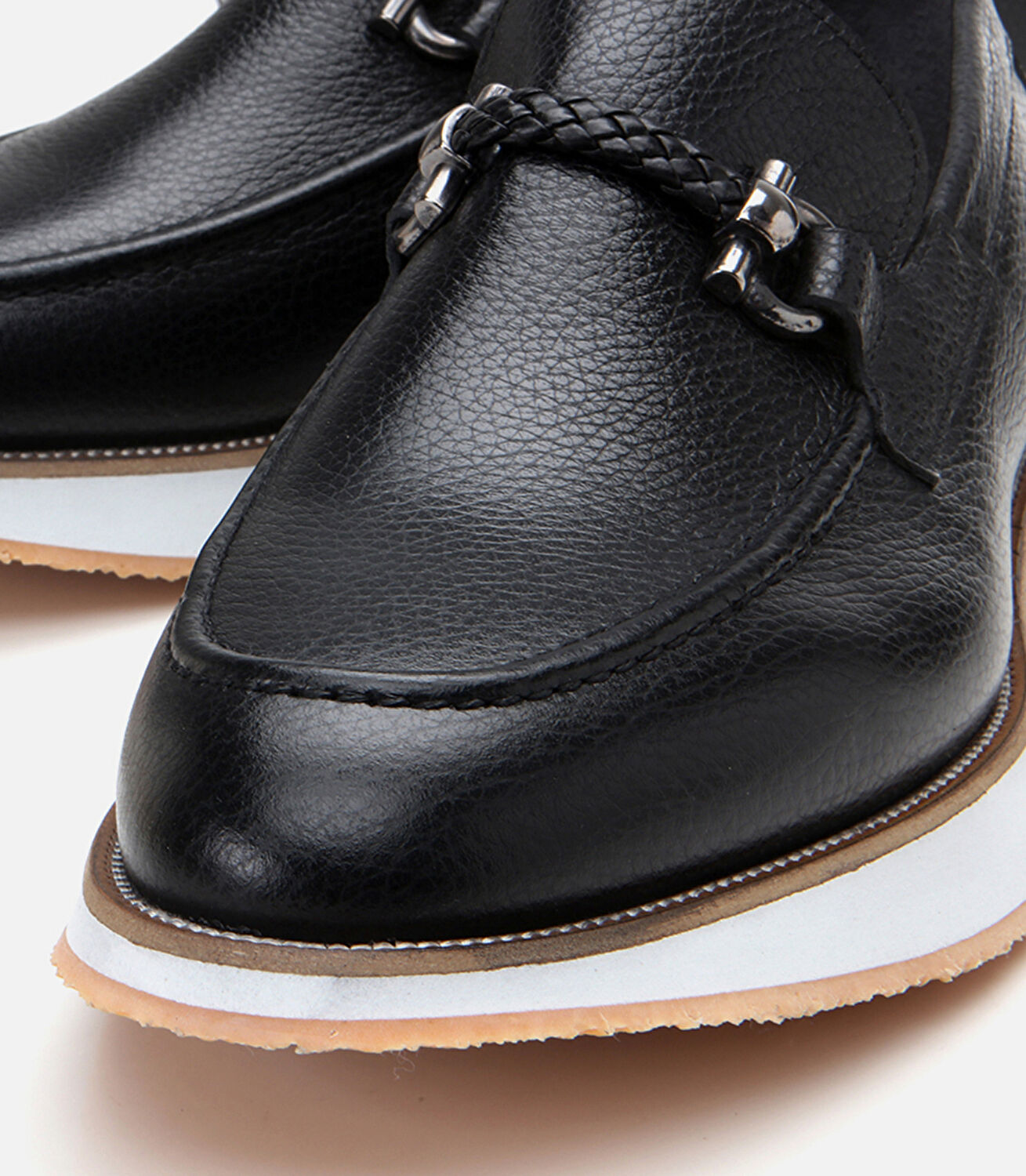 Erkek Deri Siyah Spor Tabanlı Klasik Loafer
