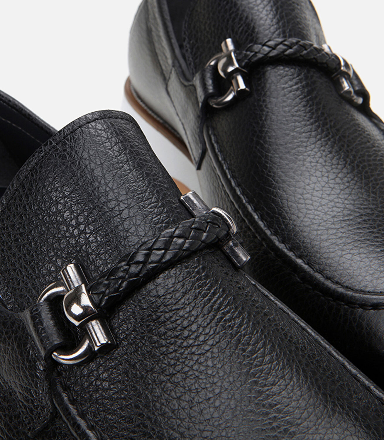 Erkek Deri Siyah Spor Tabanlı Klasik Loafer