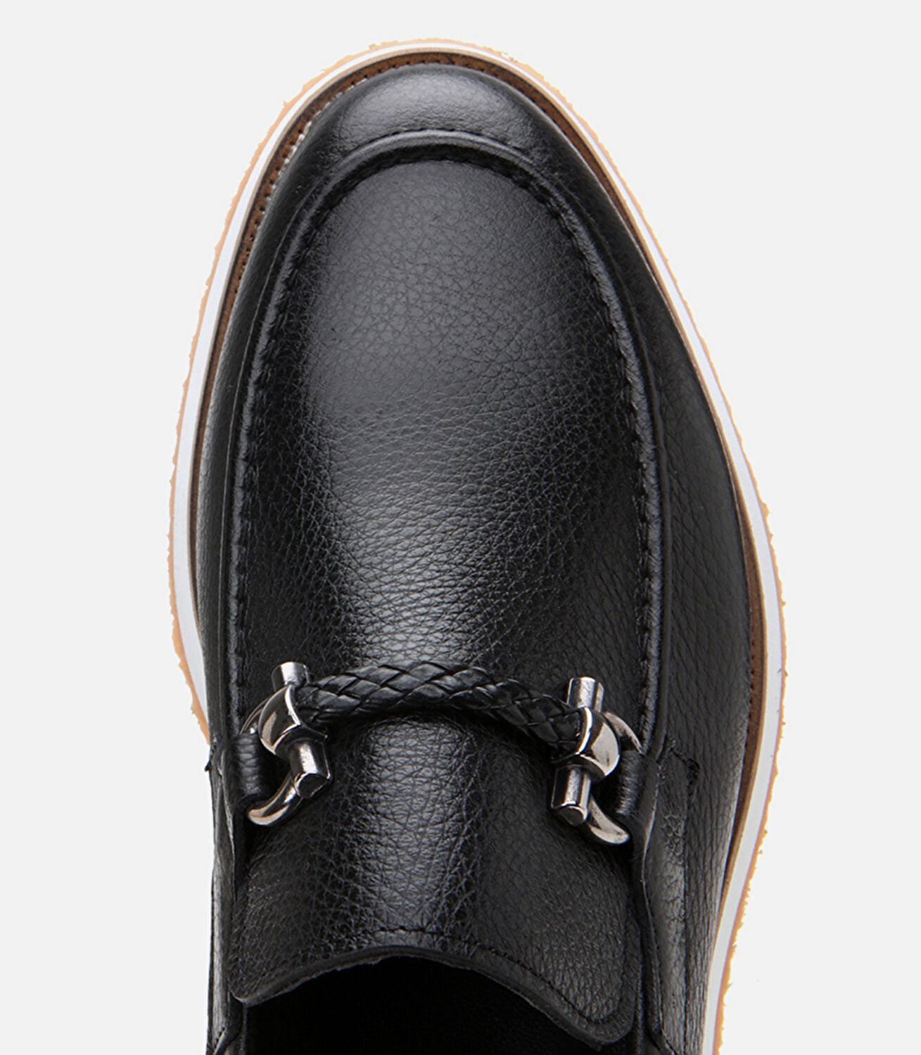 Erkek Deri Siyah Spor Tabanlı Klasik Loafer