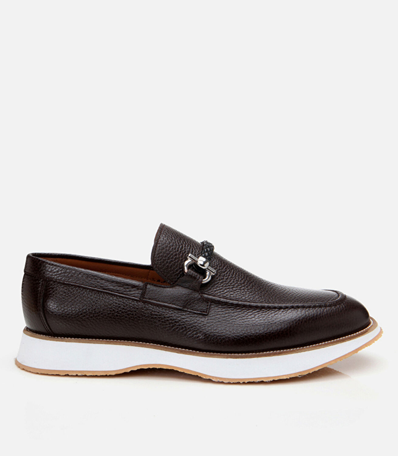 Erkek Deri Kahverengi Spor Tabanlı Klasik Loafer