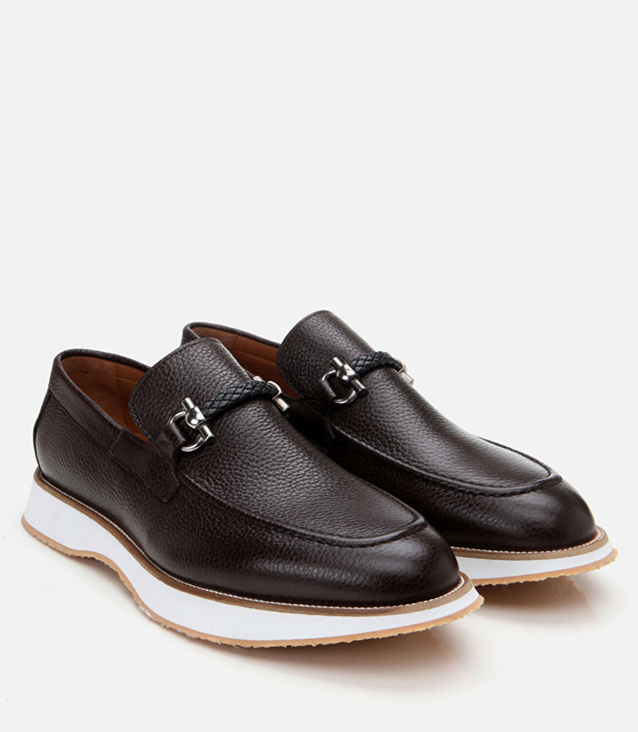 Erkek Deri Kahverengi Spor Tabanlı Klasik Loafer