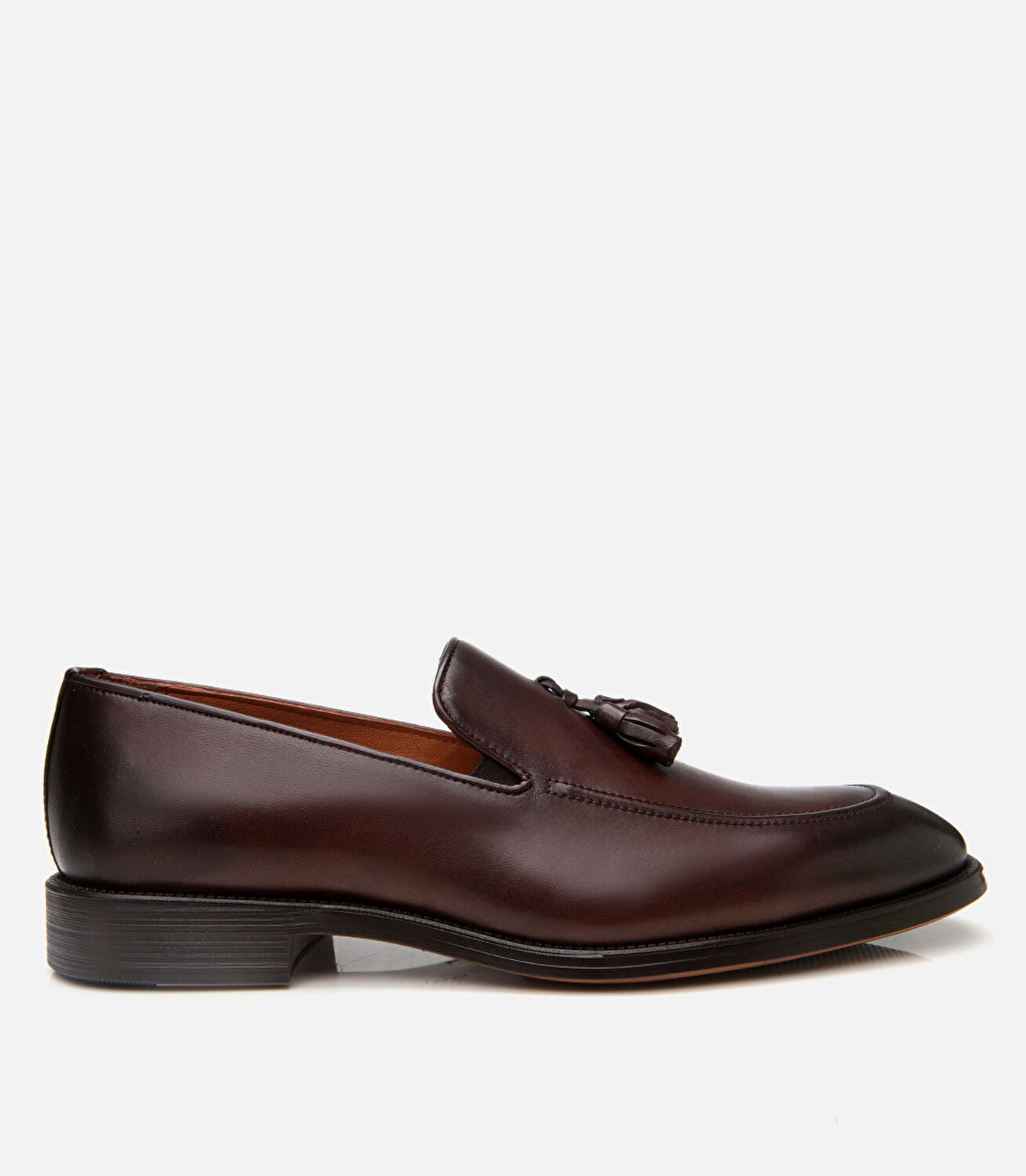 Erkek Deri Kahverengi Püskül Detaylı Klasik Loafer