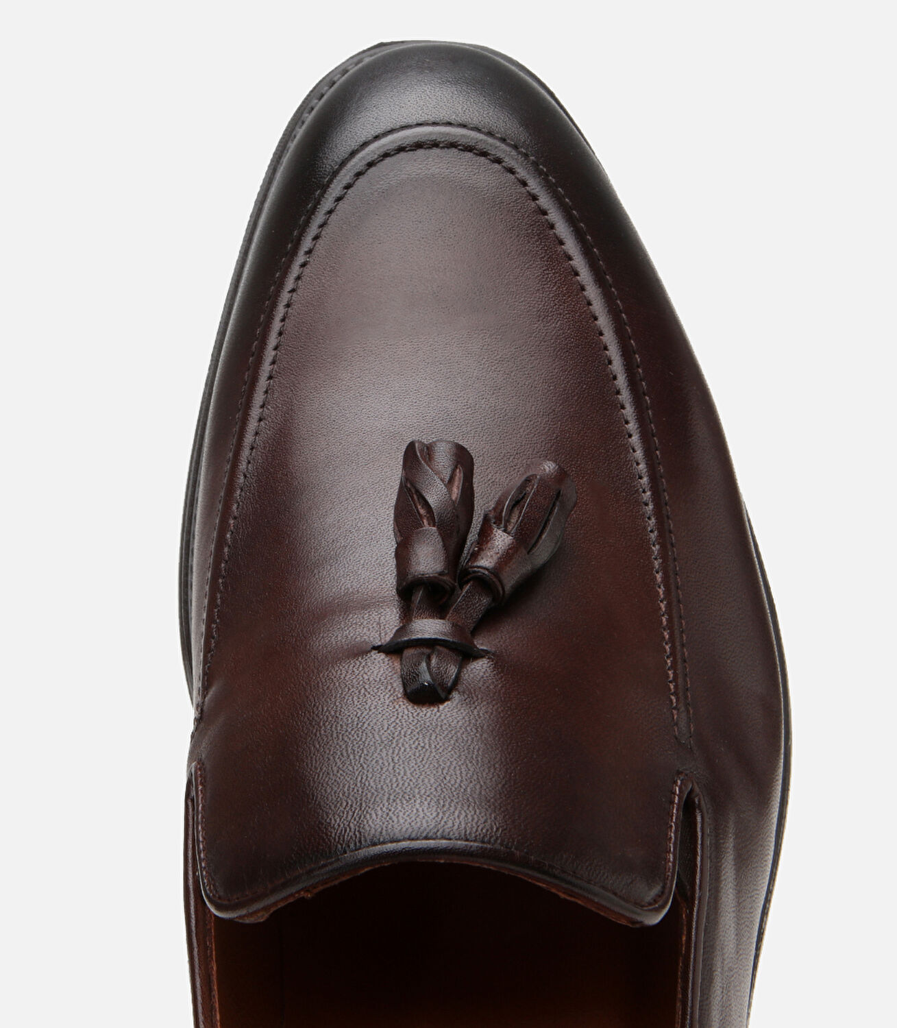 Erkek Deri Kahverengi Püskül Detaylı Klasik Loafer