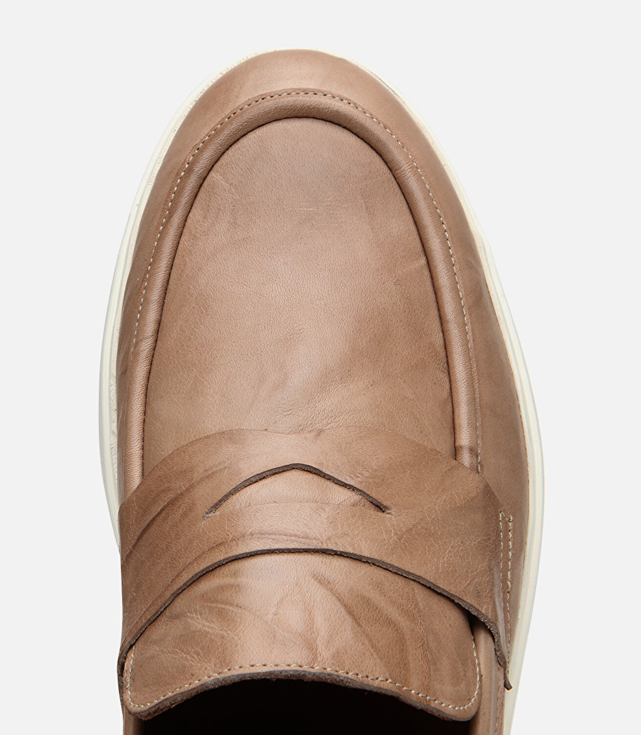 Erkek Deri Bej Ultra Hafif Tabanlı Klasik Loafer