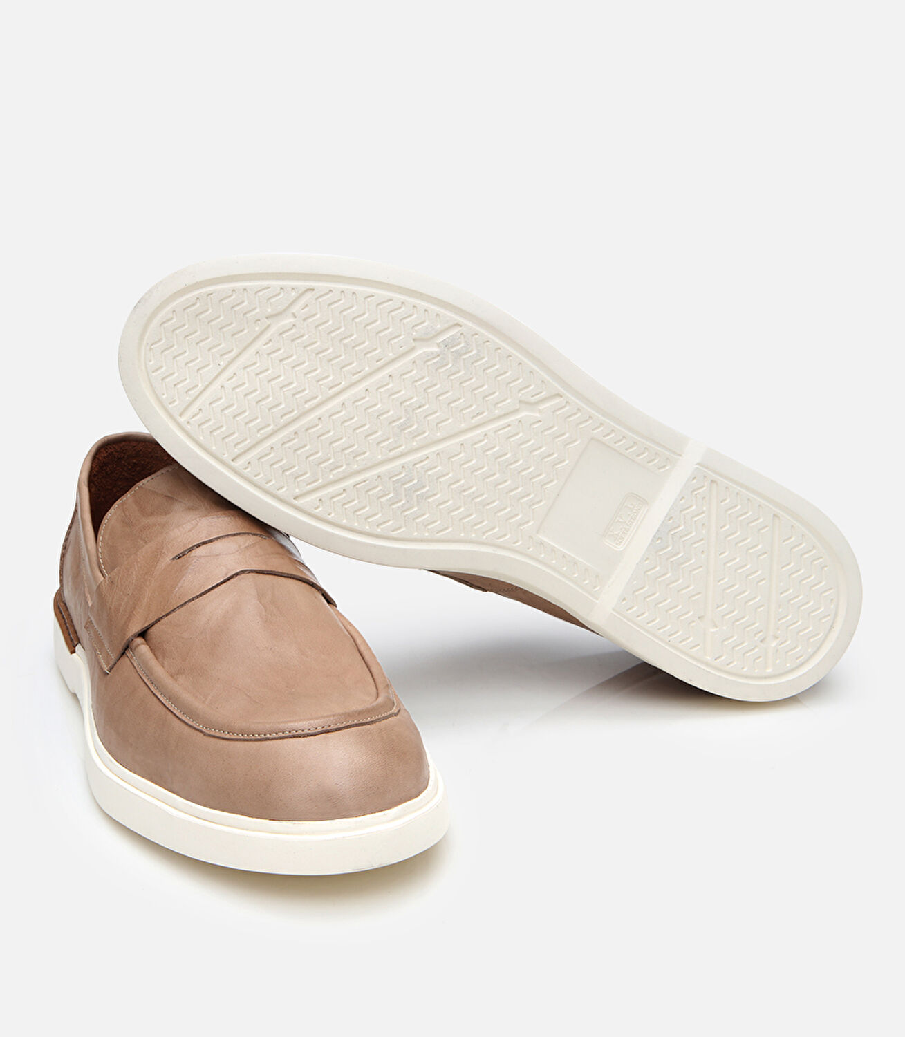 Erkek Deri Bej Ultra Hafif Tabanlı Klasik Loafer