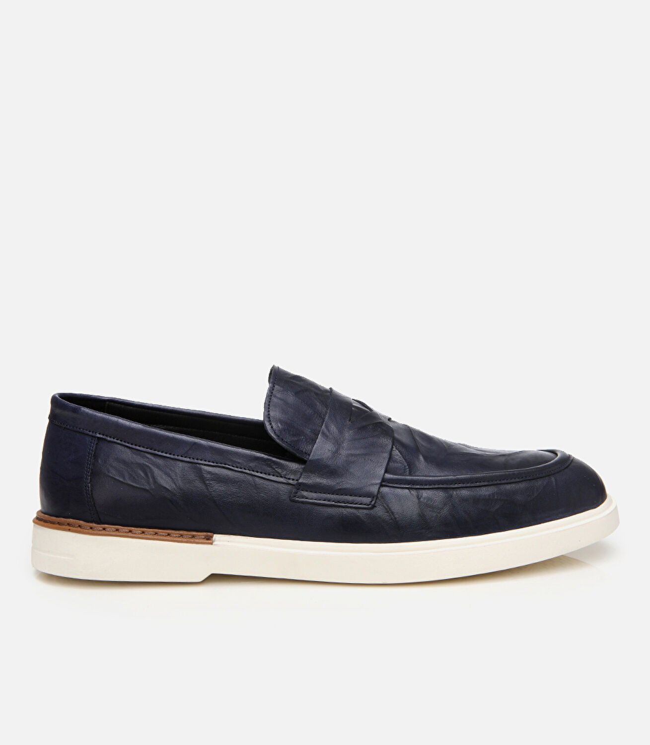 Erkek Deri Lacivert Ultra Hafif Tabanlı Klasik Loafer