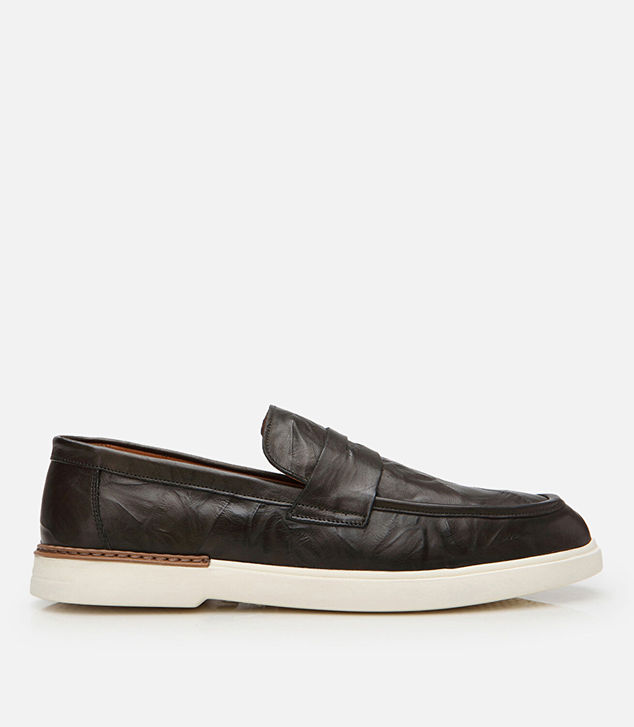 Erkek Deri Haki Ultra Hafif Tabanlı Klasik Loafer