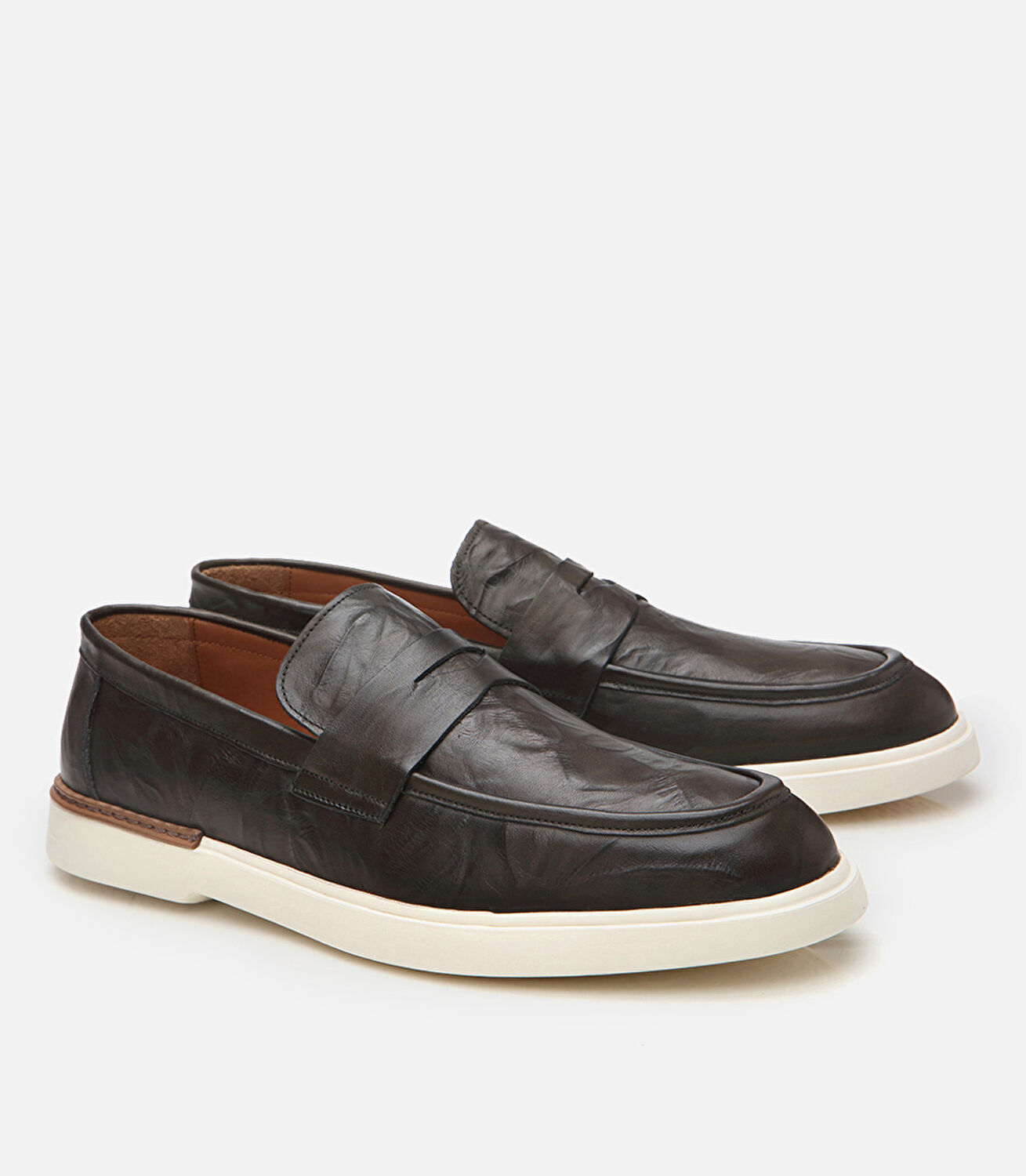 Erkek Deri Haki Ultra Hafif Tabanlı Klasik Loafer