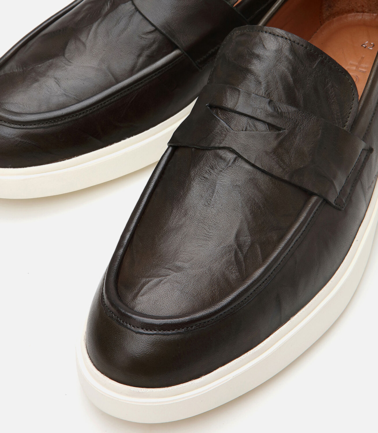 Erkek Deri Haki Ultra Hafif Tabanlı Klasik Loafer