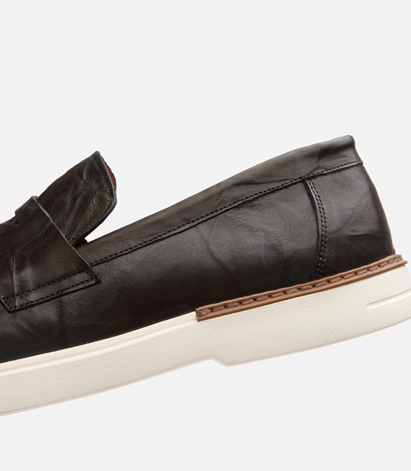 Erkek Deri Haki Ultra Hafif Tabanlı Klasik Loafer