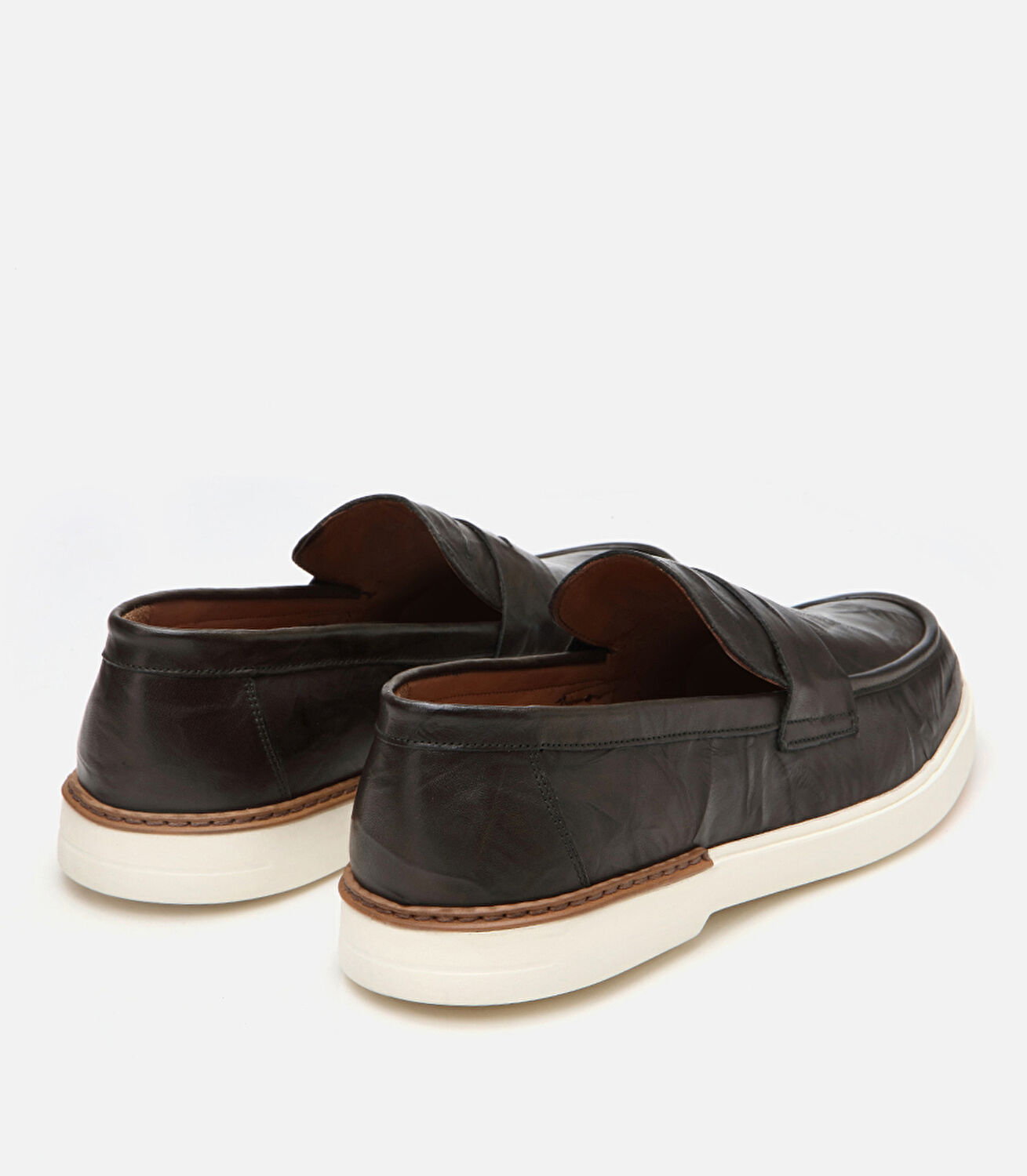 Erkek Deri Haki Ultra Hafif Tabanlı Klasik Loafer