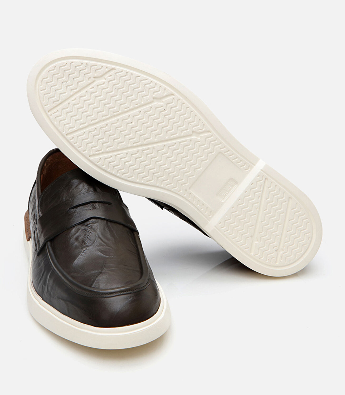 Erkek Deri Haki Ultra Hafif Tabanlı Klasik Loafer