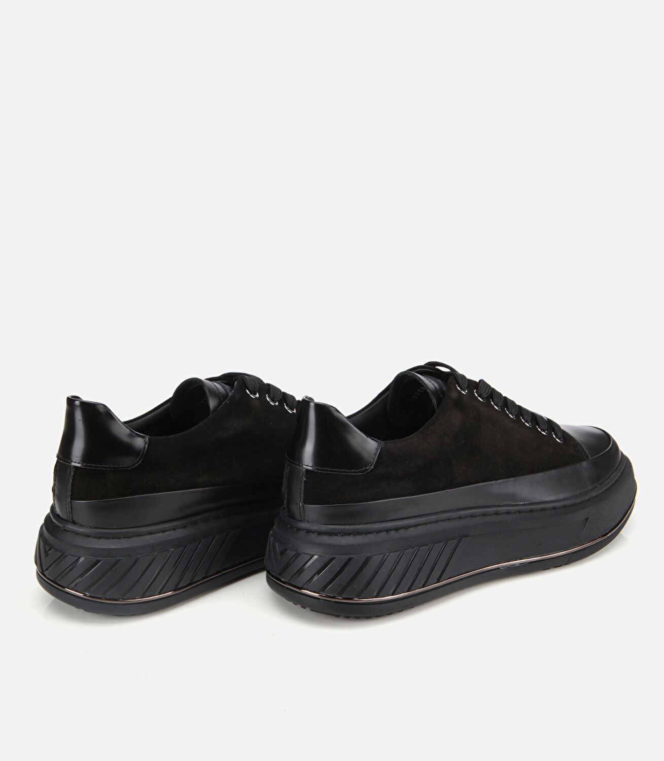 Erkek  Süet Deri Siyah Yüksek Tabanlı Spor Ayakkabı