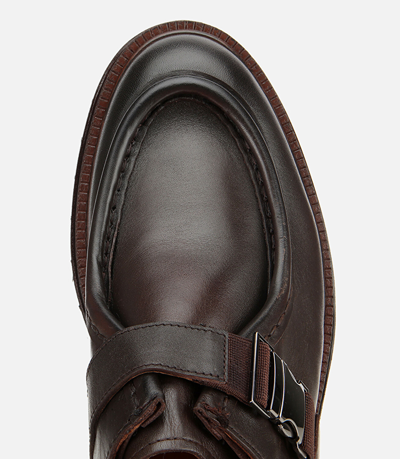 Erkek Deri Kahverengi Metal Tokalı Klasik Loafer