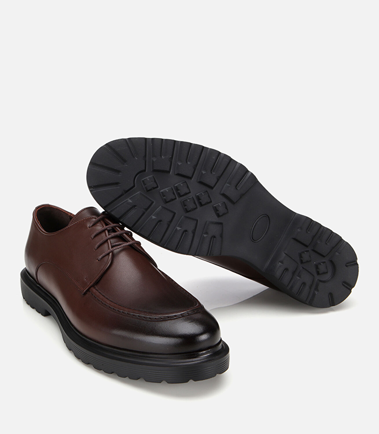 Erkek Deri Kahverengi Dikiş Detaylı Günlük Ayakkabı