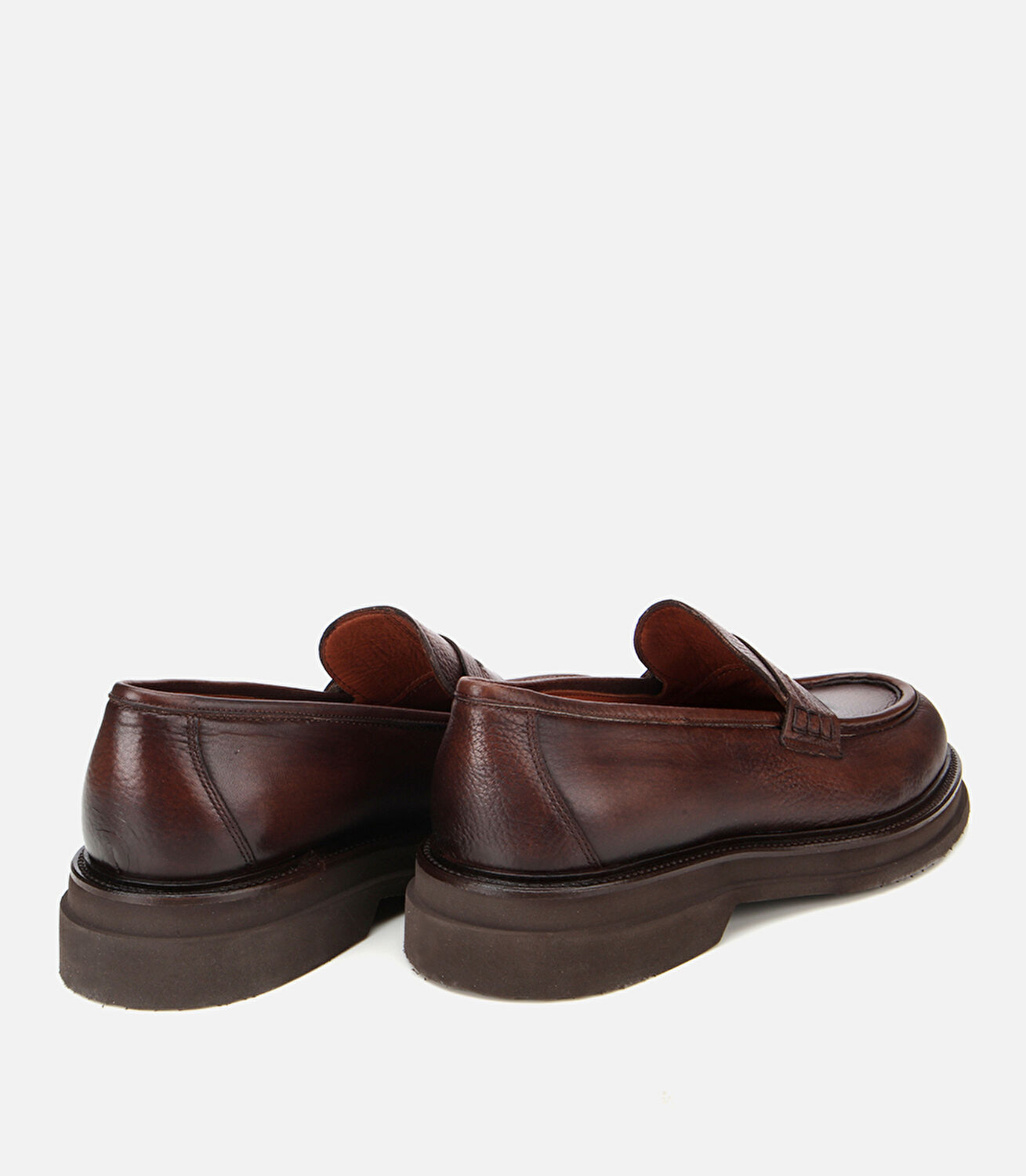 Erkek Deri Kahverengi Yumuşak Dokulu Kalın Tabanlı Klasik Loafer