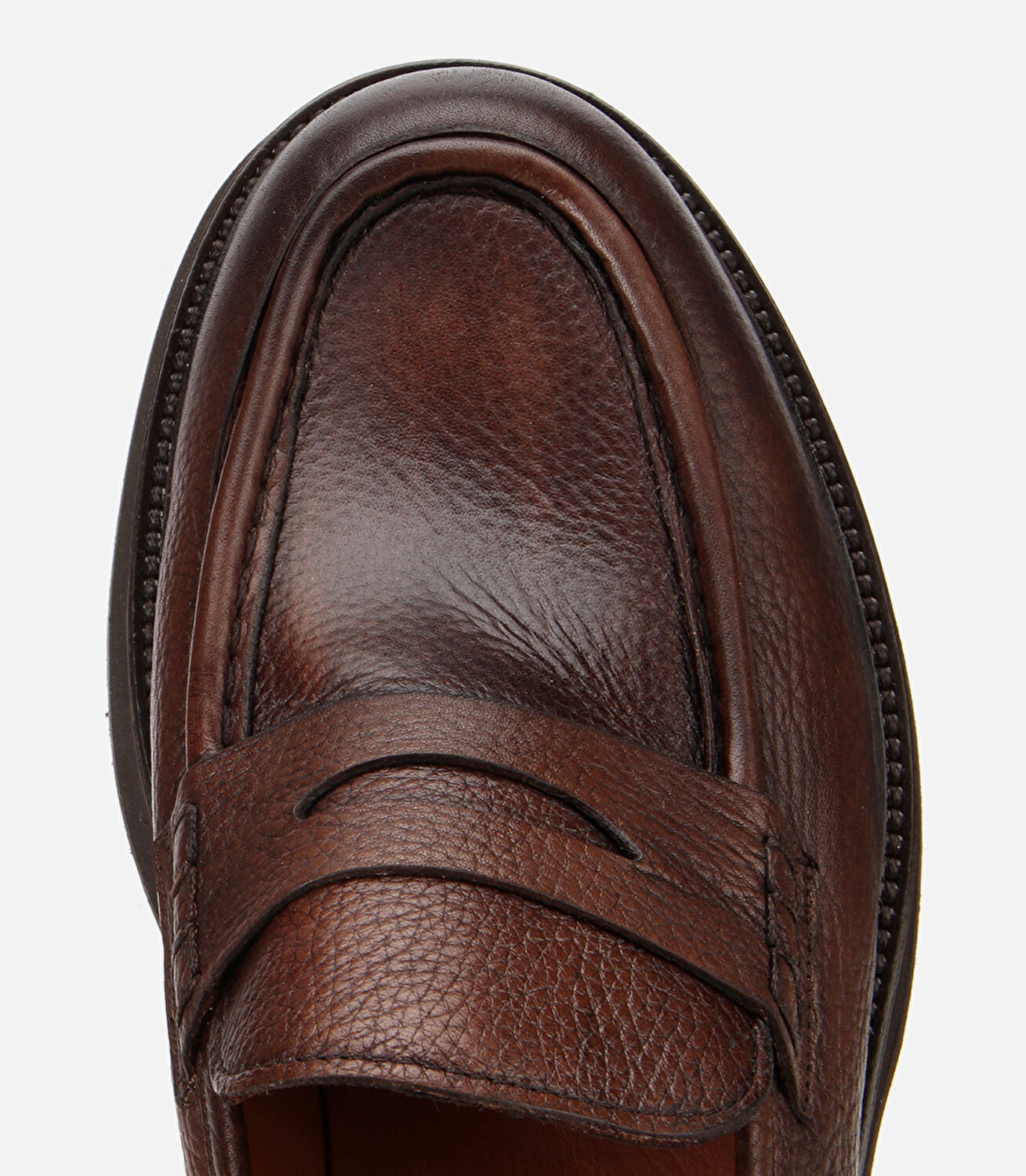 Erkek Deri Kahverengi Yumuşak Dokulu Kalın Tabanlı Klasik Loafer