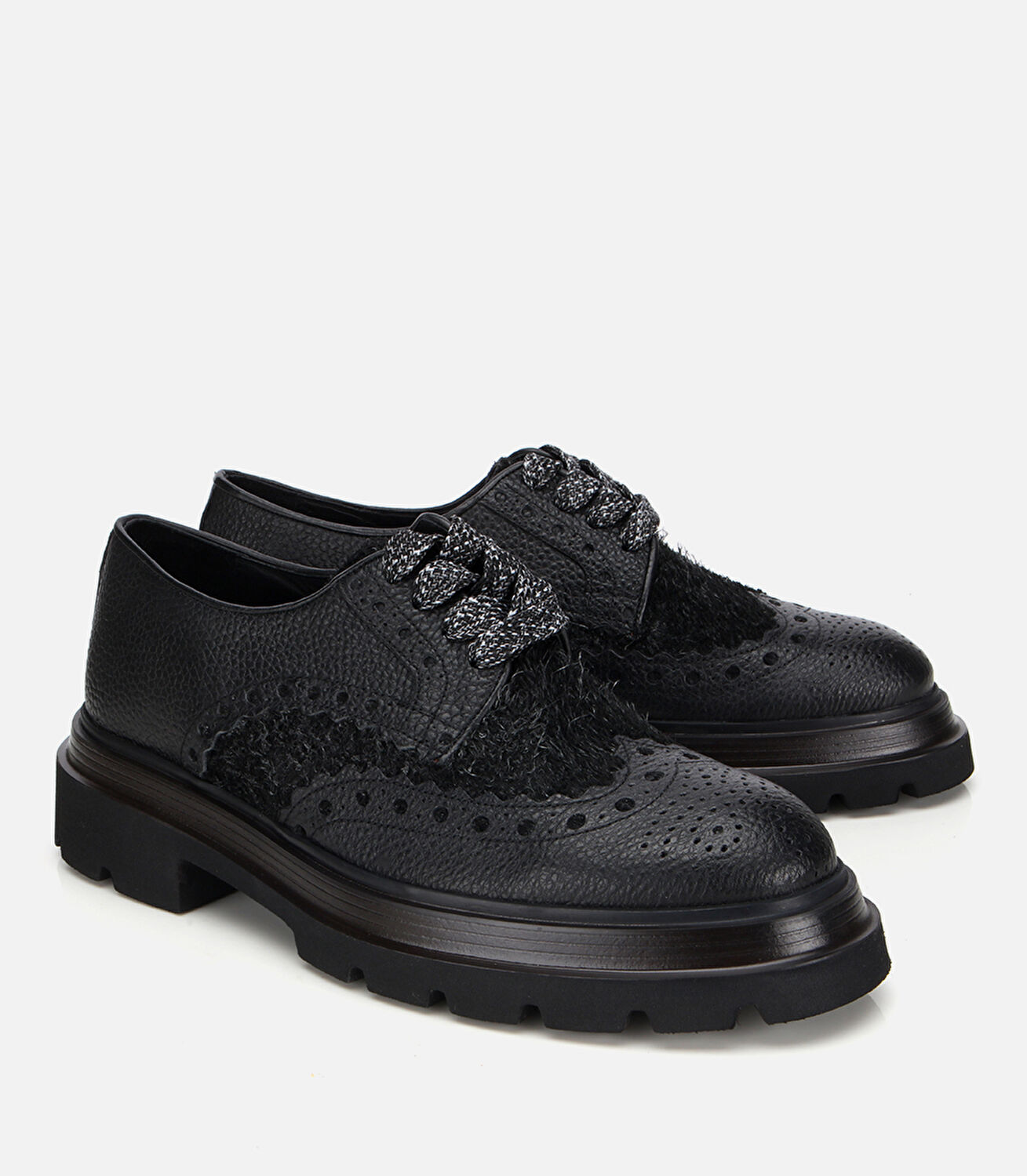 Erkek Deri Siyah Kırçıllı Yüksek Tabanlı Günlük Ayakkabı