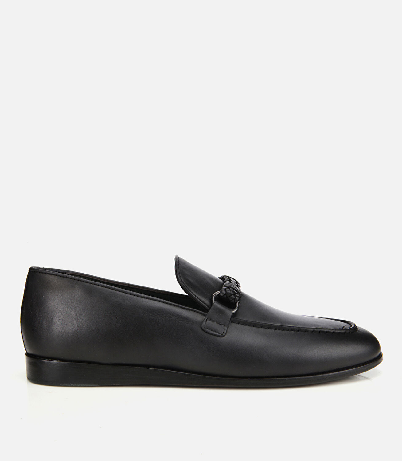 Erkek Deri Siyah Toka Detaylı Klasik Loafer