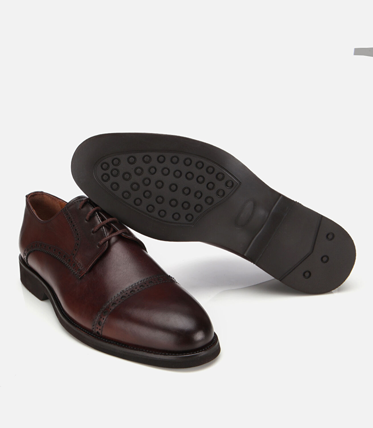 Erkek Deri Kahvrengi İşlemeli Klasik Ayakkabı