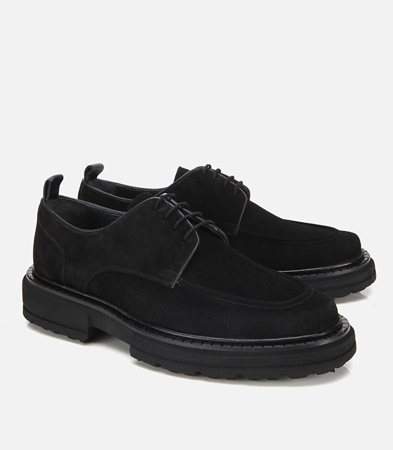 Erkek Süet Deri Siyah Kalın Tabanlı Günlük Ayakkabı