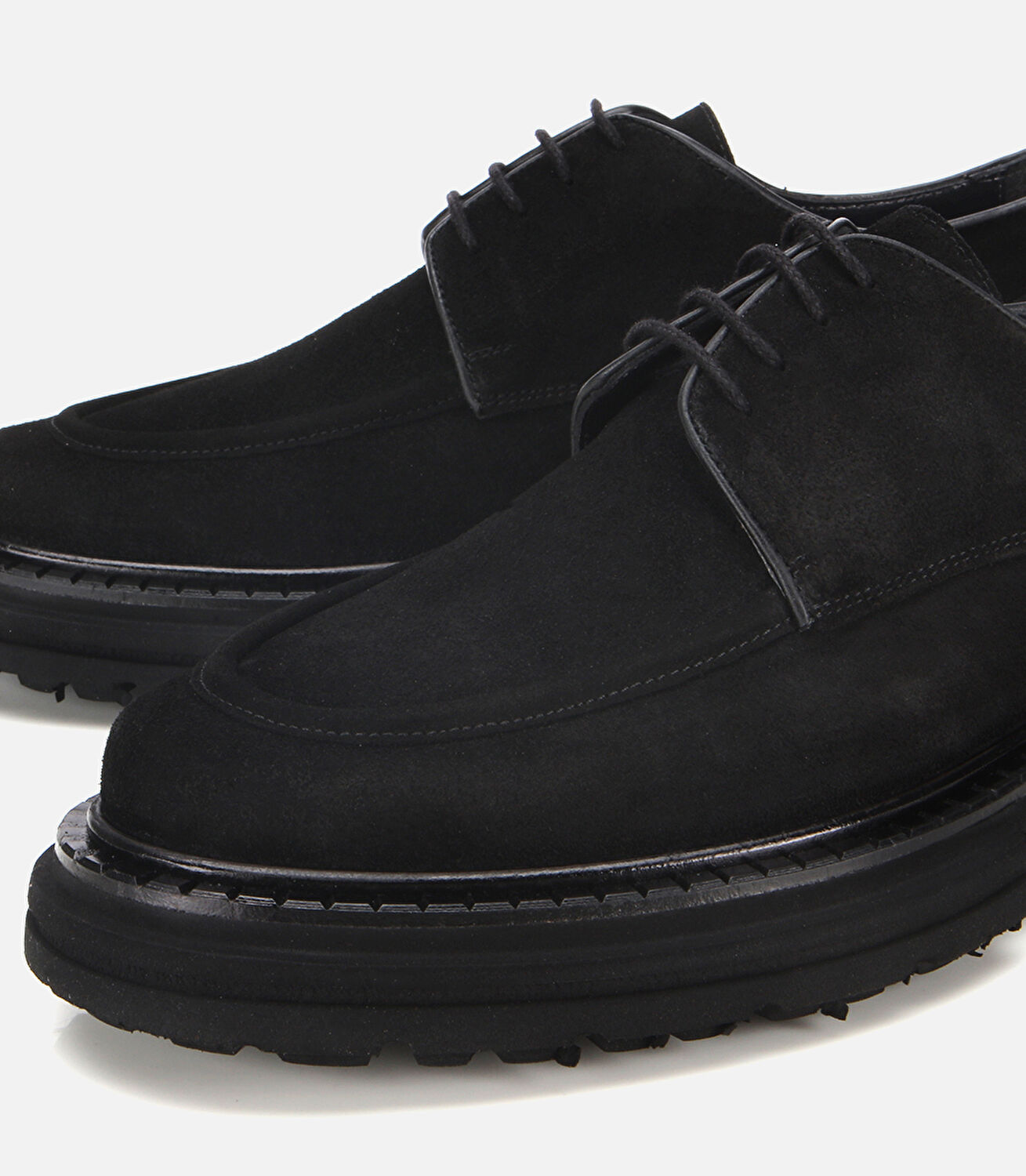Erkek Süet Deri Siyah Kalın Tabanlı Günlük Ayakkabı