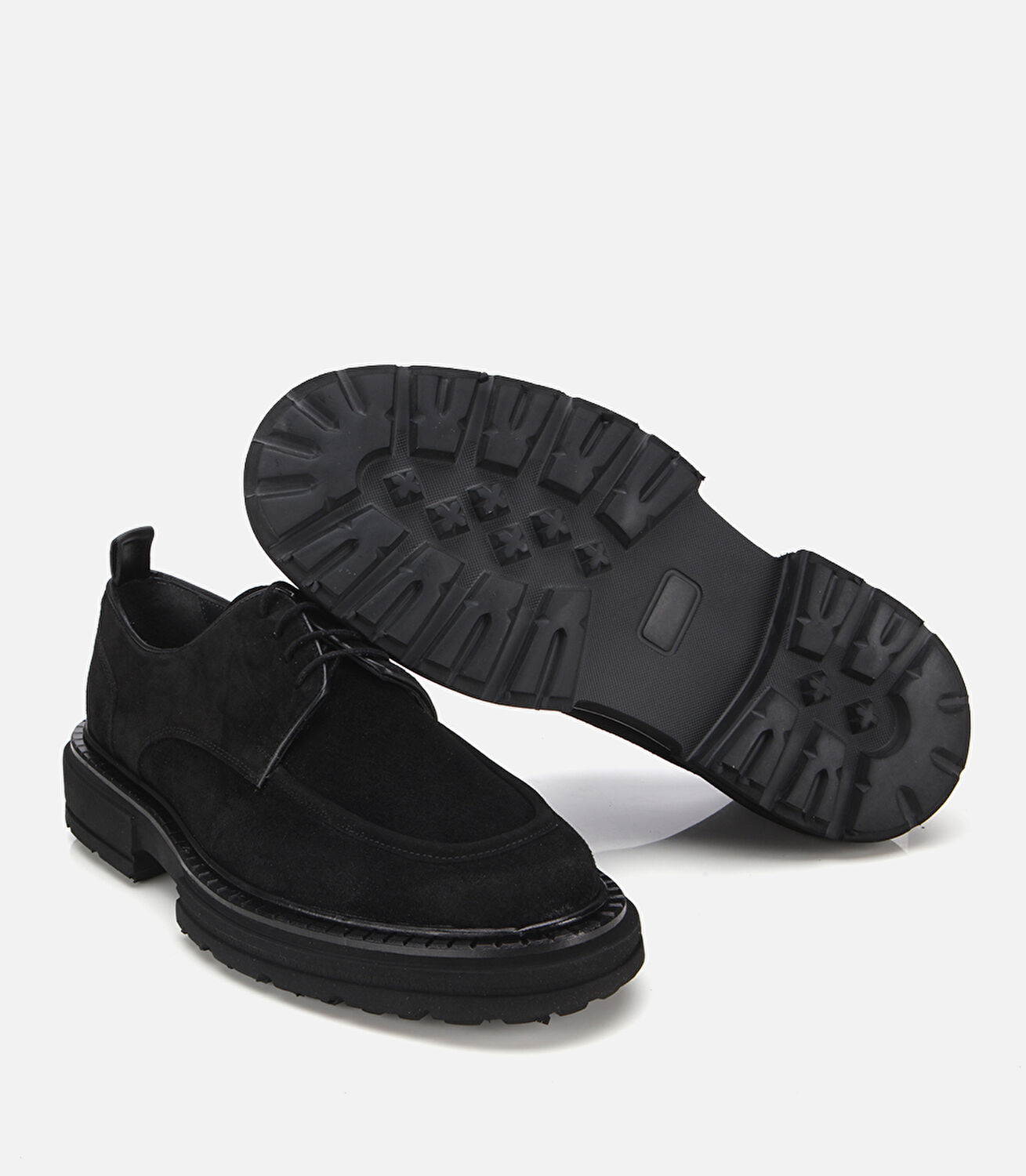 Erkek Süet Deri Siyah Kalın Tabanlı Günlük Ayakkabı
